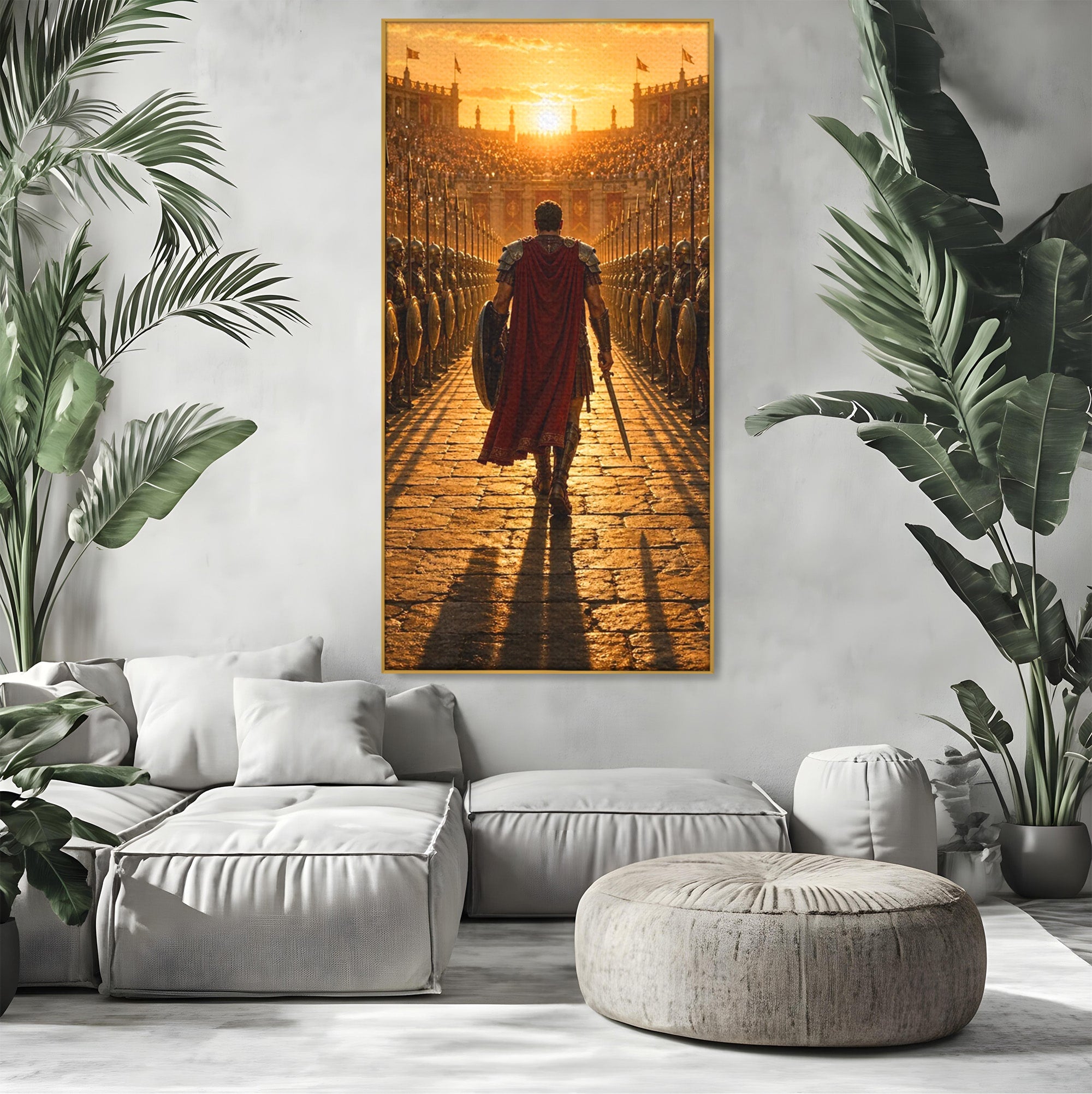 Tablou Canvas Premium LuxCanva® PI1227, Gladiator In Arena, Film, Roma, Antica, Razboinic, Apus, Living, Dormitor, Culori Vibrante