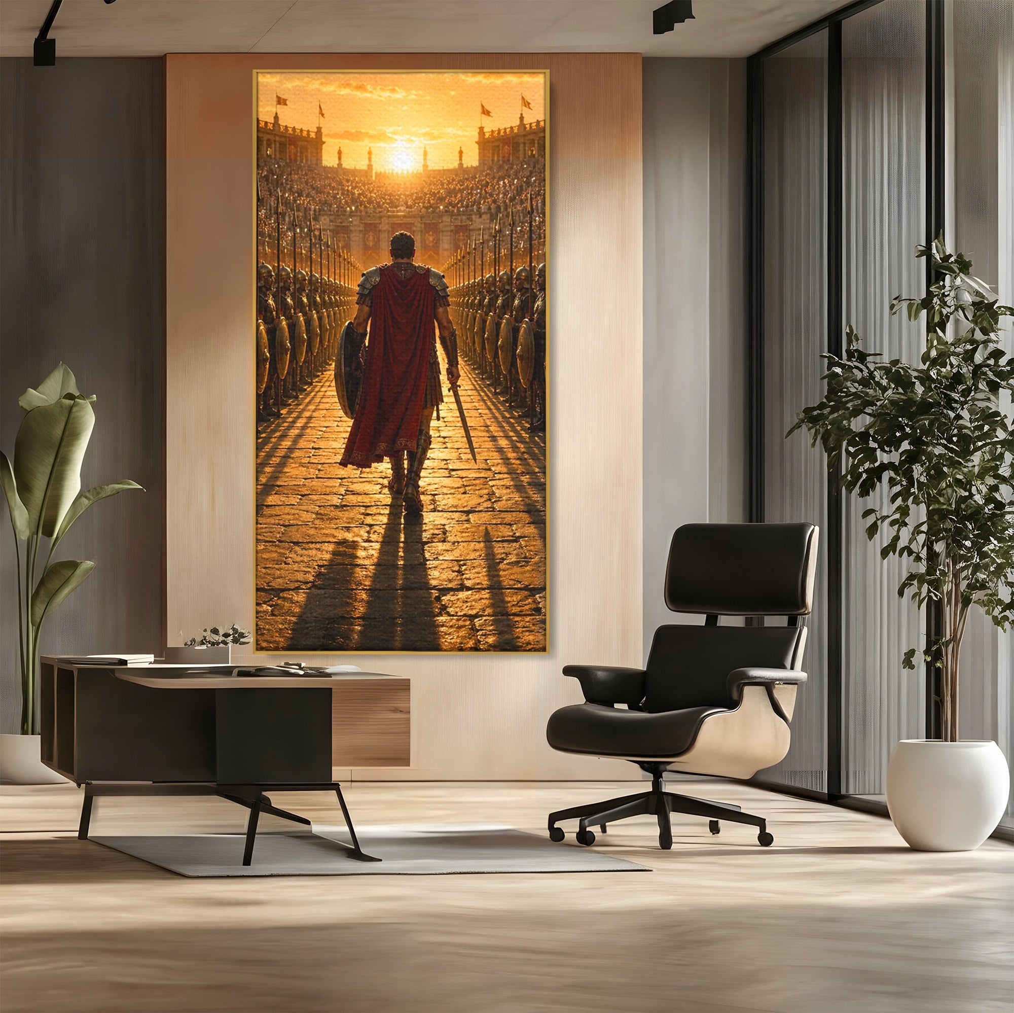 Tablou Canvas Premium LuxCanva® PI1227, Gladiator In Arena, Film, Roma, Antica, Razboinic, Apus, Living, Dormitor, Culori Vibrante