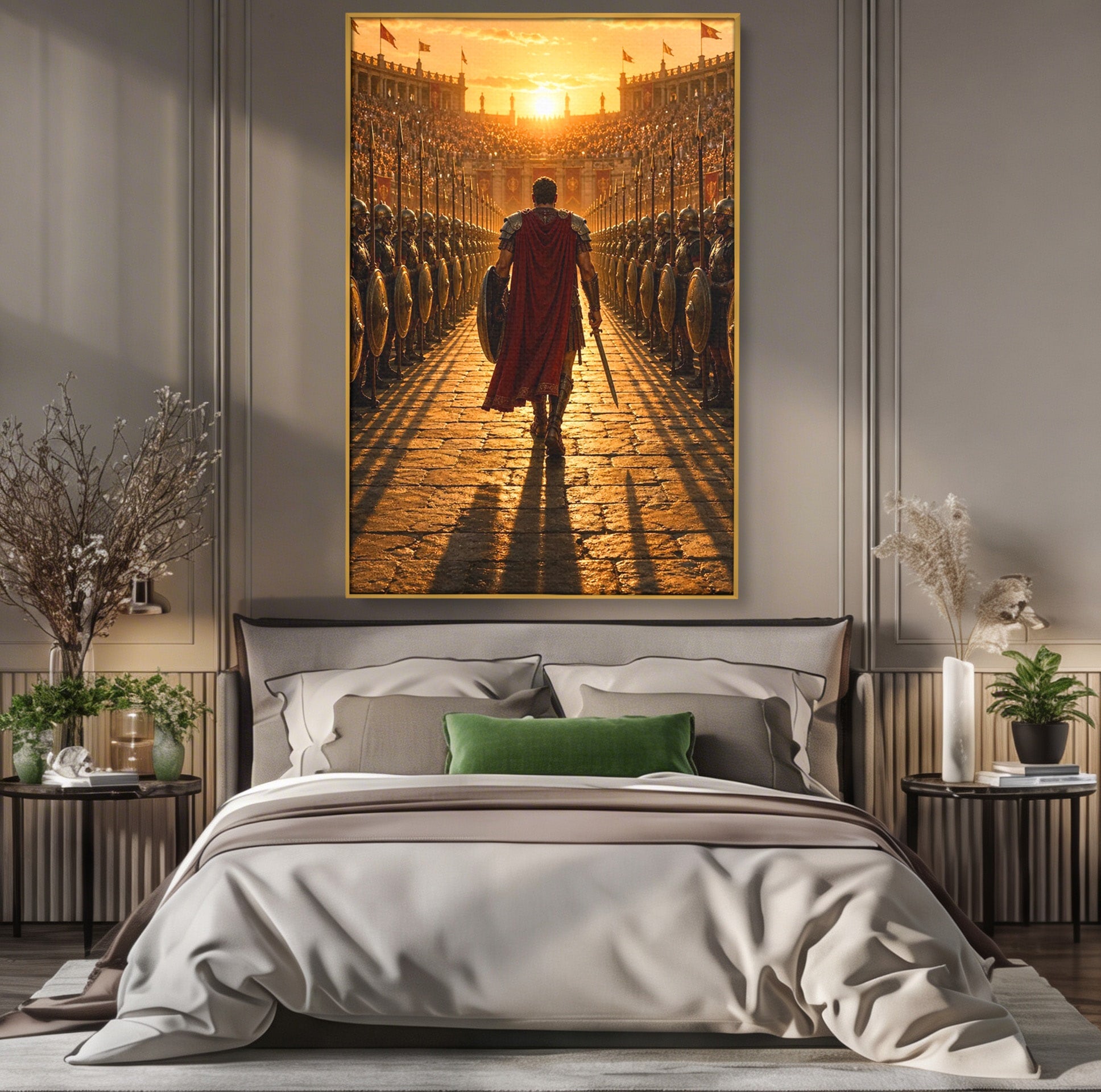Tablou Canvas Premium LuxCanva® PI1227, Gladiator In Arena, Film, Roma, Antica, Razboinic, Apus, Living, Dormitor, Culori Vibrante