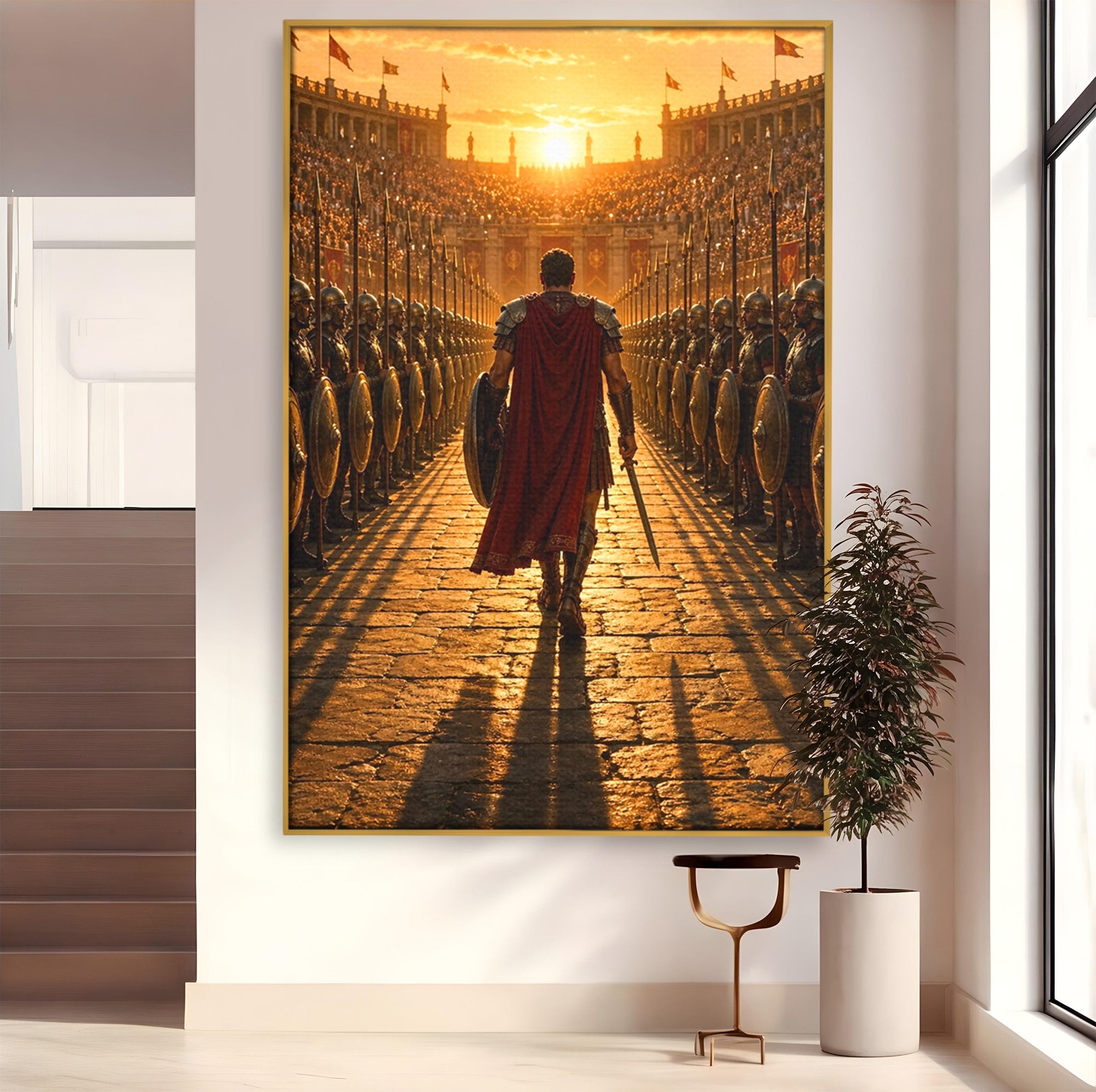 Tablou Canvas Premium LuxCanva® PI1227, Gladiator In Arena, Film, Roma, Antica, Razboinic, Apus, Living, Dormitor, Culori Vibrante