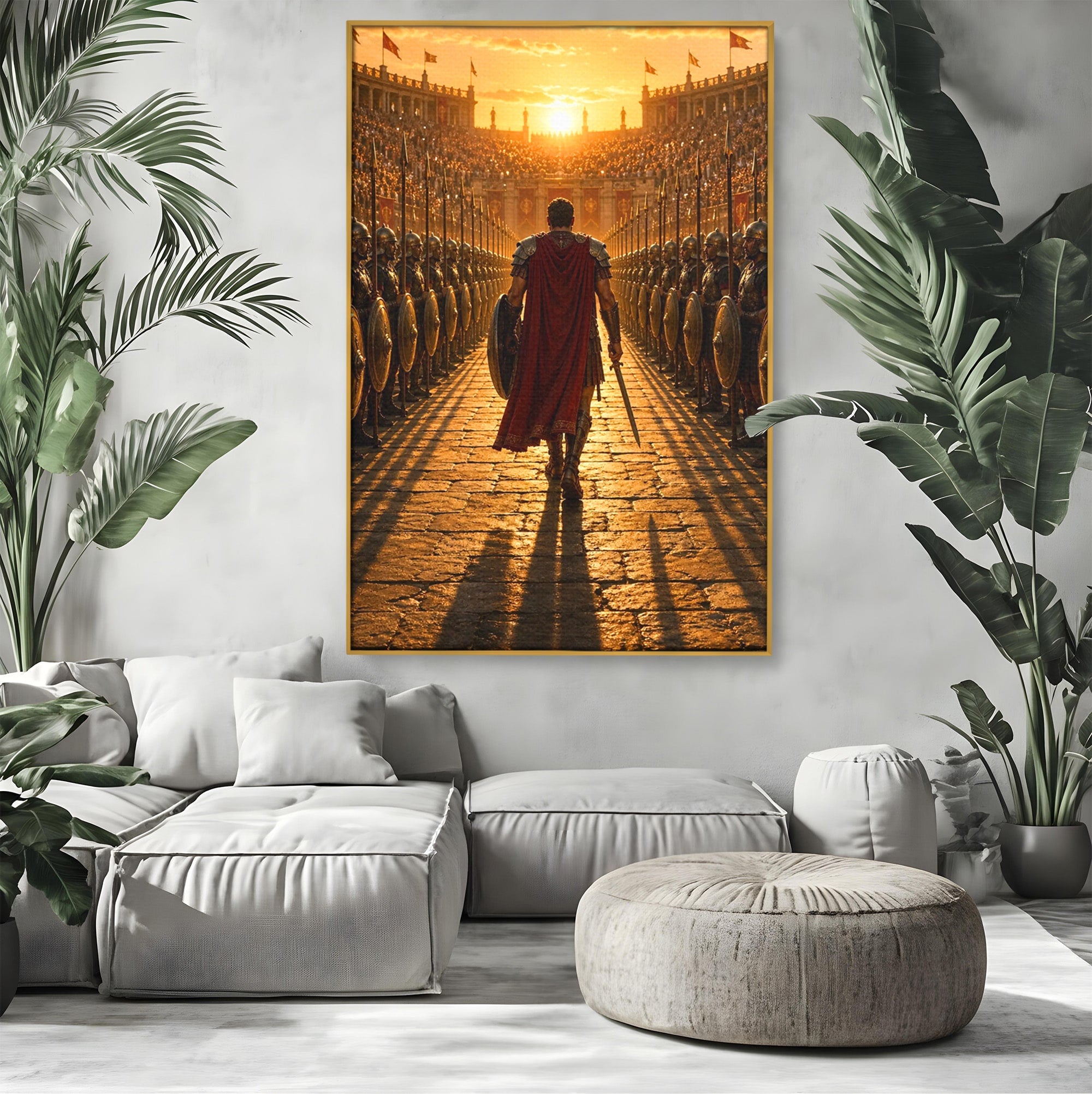Tablou Canvas Premium LuxCanva® PI1227, Gladiator In Arena, Film, Roma, Antica, Razboinic, Apus, Living, Dormitor, Culori Vibrante