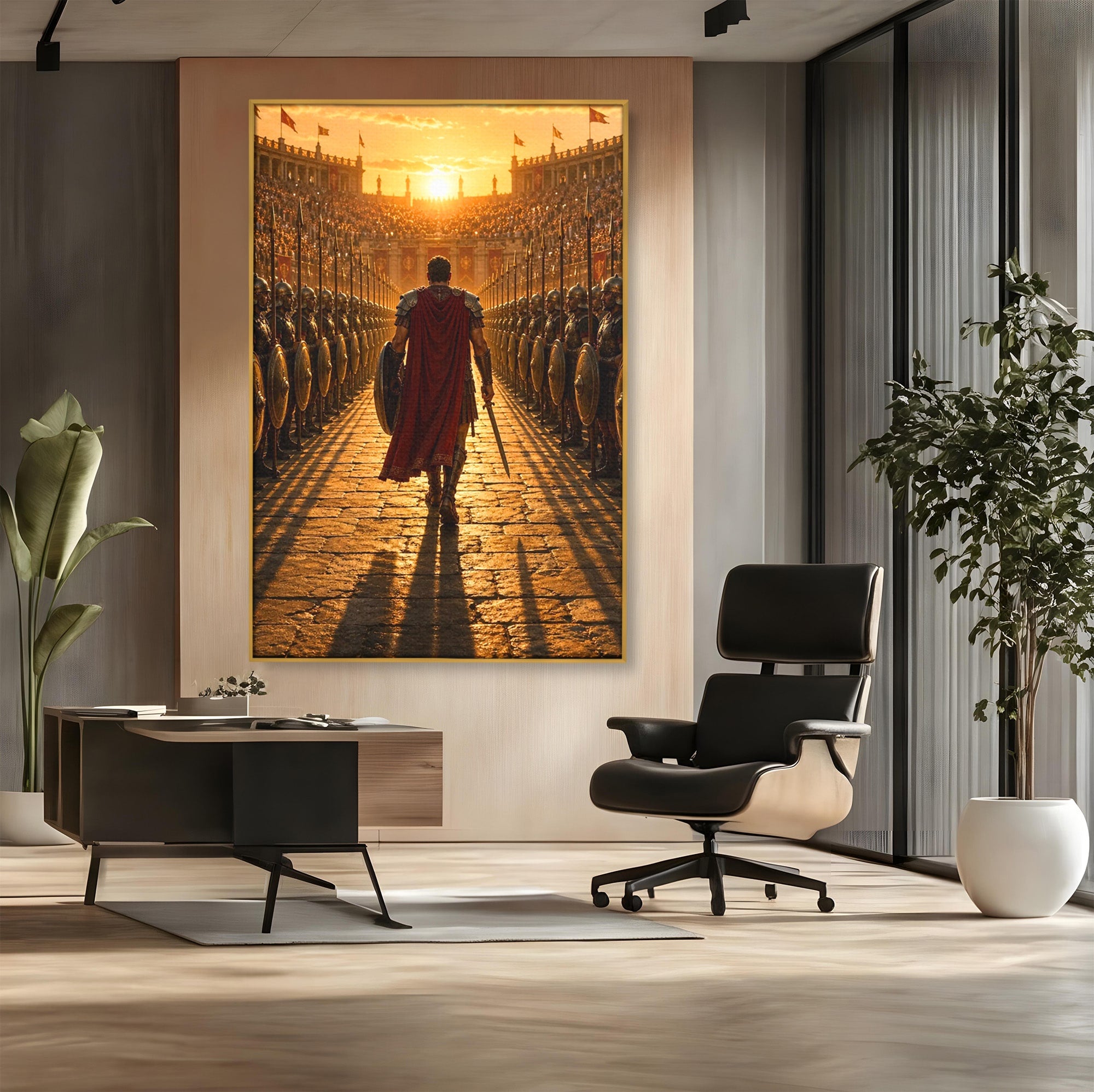 Tablou Canvas Premium LuxCanva® PI1227, Gladiator In Arena, Film, Roma, Antica, Razboinic, Apus, Living, Dormitor, Culori Vibrante