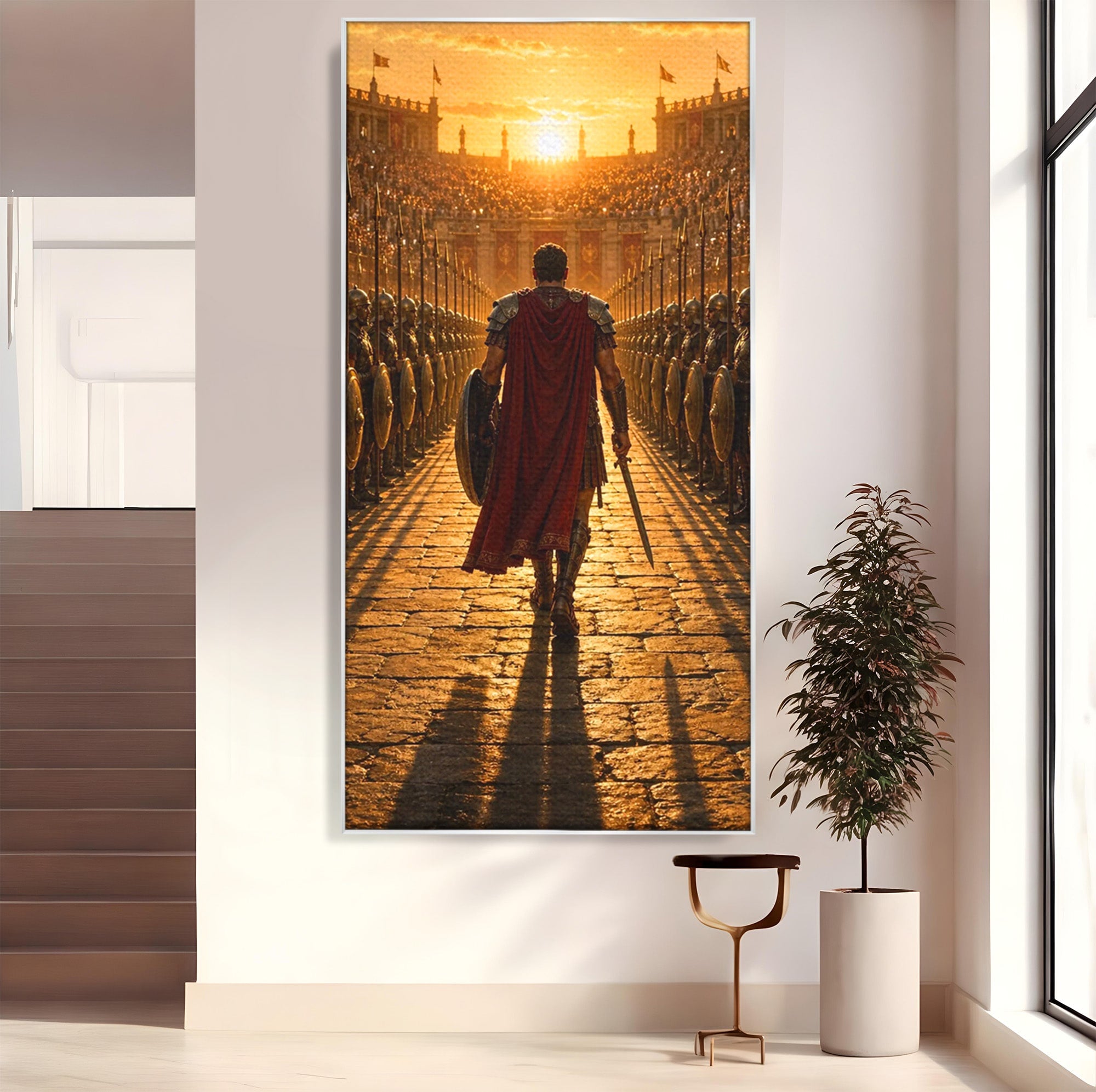 Tablou Canvas Premium LuxCanva® PI1227, Gladiator In Arena, Film, Roma, Antica, Razboinic, Apus, Living, Dormitor, Culori Vibrante