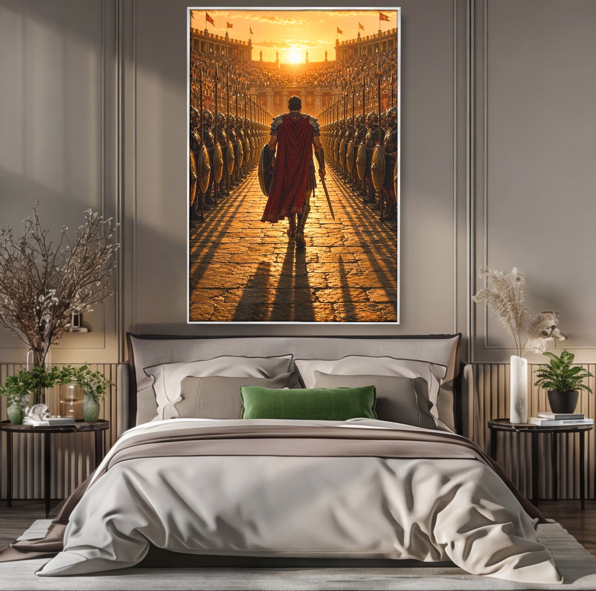 Tablou Canvas Premium LuxCanva® PI1227, Gladiator In Arena, Film, Roma, Antica, Razboinic, Apus, Living, Dormitor, Culori Vibrante