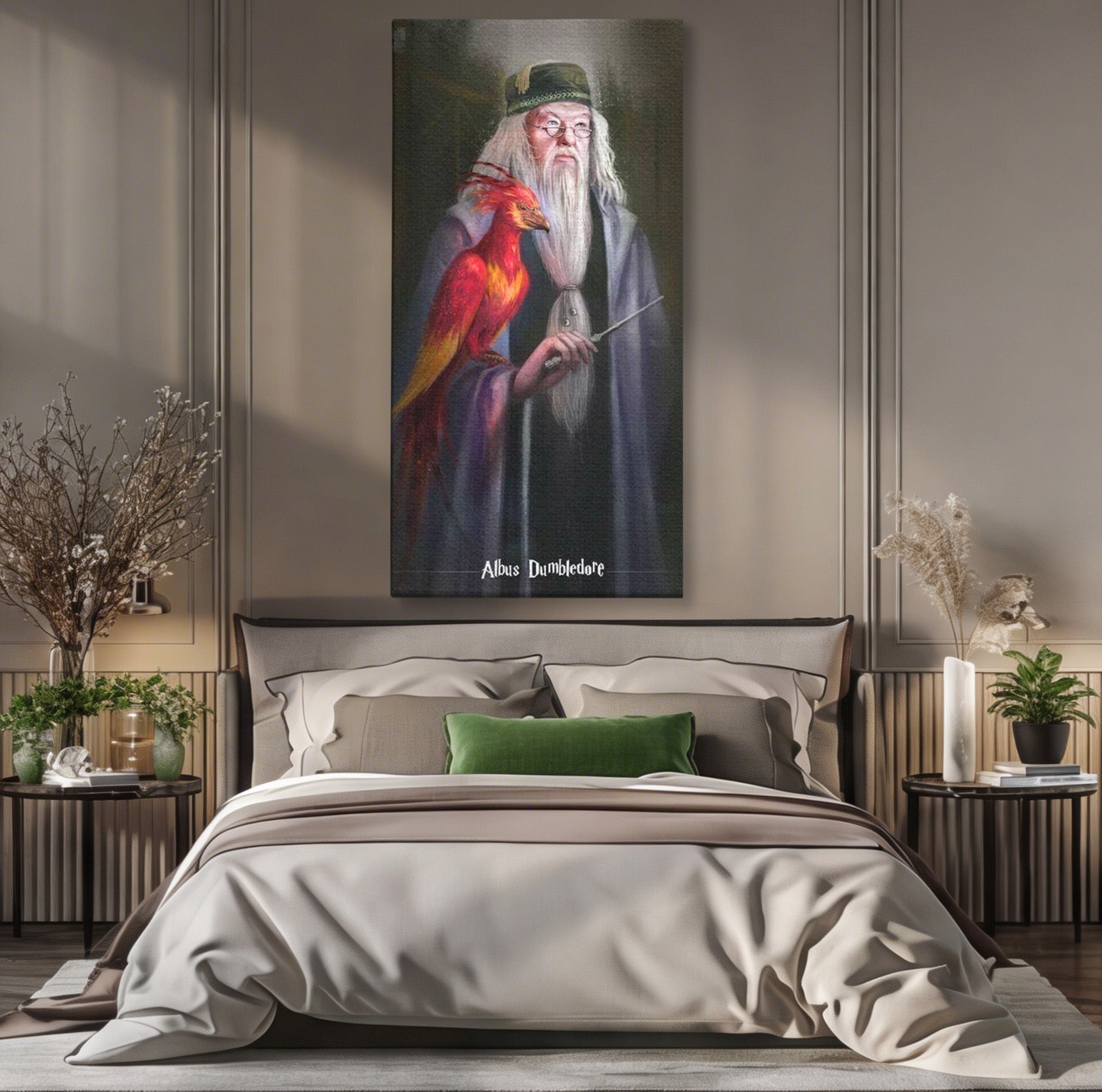 Tablou Canvas Premium LuxCanva® PI1228, Albus Dumbledore , Vrajitor, Pasare, Magie, Fantezie, Profesor, Living, Culori Vibrante