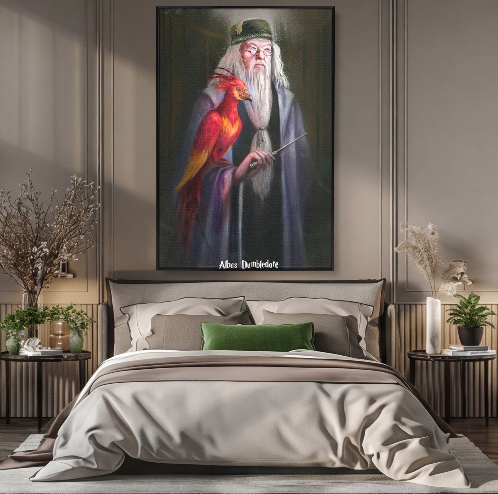 Tablou Canvas Premium LuxCanva® PI1228, Albus Dumbledore , Vrajitor, Pasare, Magie, Fantezie, Profesor, Living, Culori Vibrante