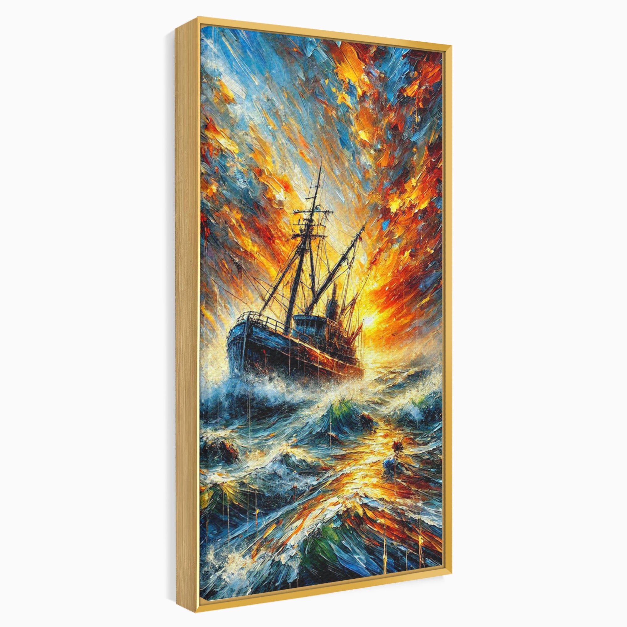 Tablou Canvas Premium LuxCanva® PI1230, Corabie In Furtuna, Nava, Mare, Furtuna, Peisaj Marin, Dramatic, Living, Culori Vibrante
