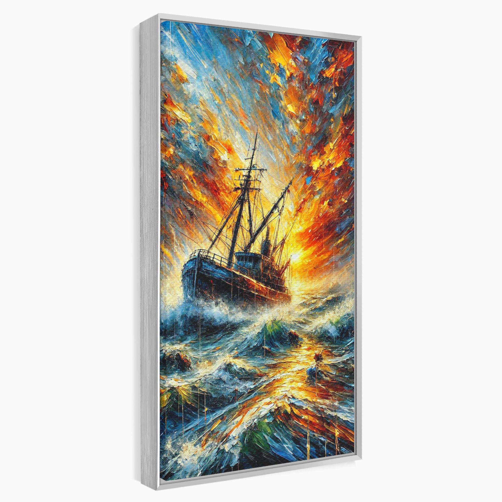 Tablou Canvas Premium LuxCanva® PI1230, Corabie In Furtuna, Nava, Mare, Furtuna, Peisaj Marin, Dramatic, Living, Culori Vibrante