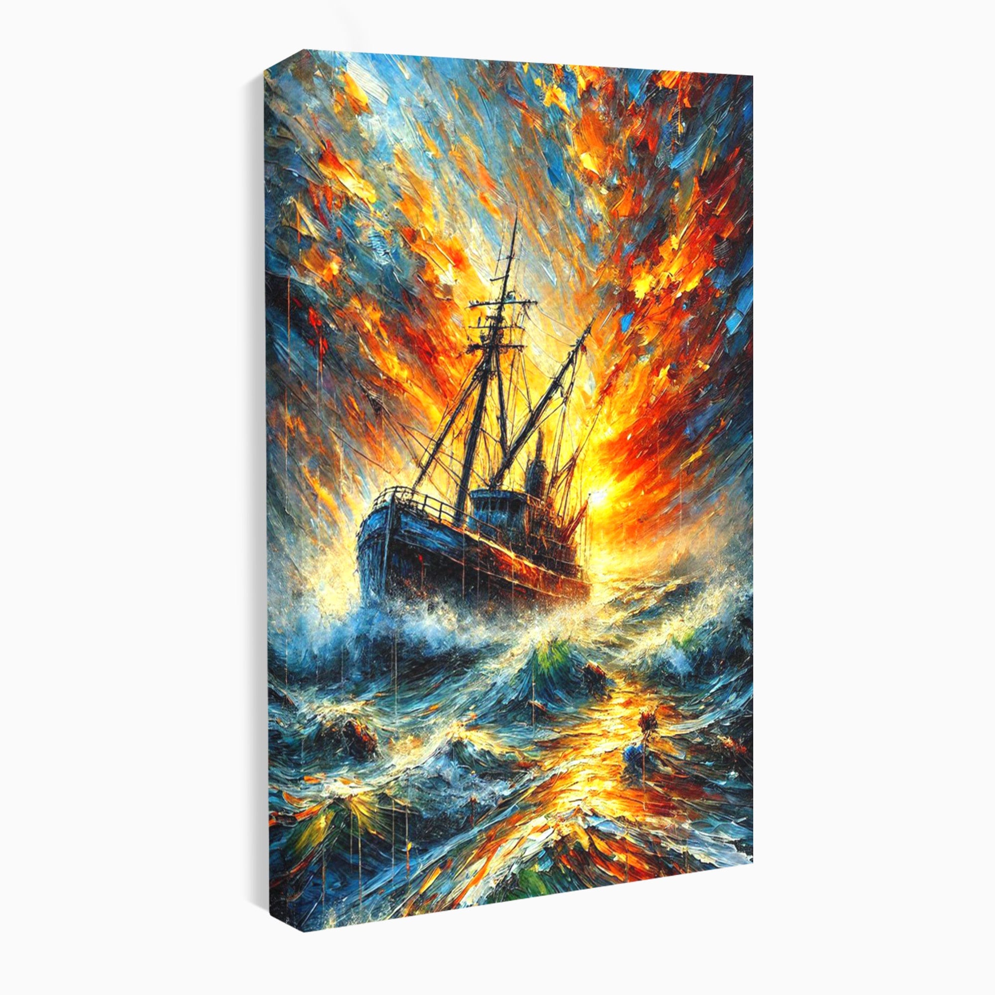 Tablou Canvas Premium LuxCanva® PI1230, Corabie In Furtuna, Nava, Mare, Furtuna, Peisaj Marin, Dramatic, Living, Culori Vibrante