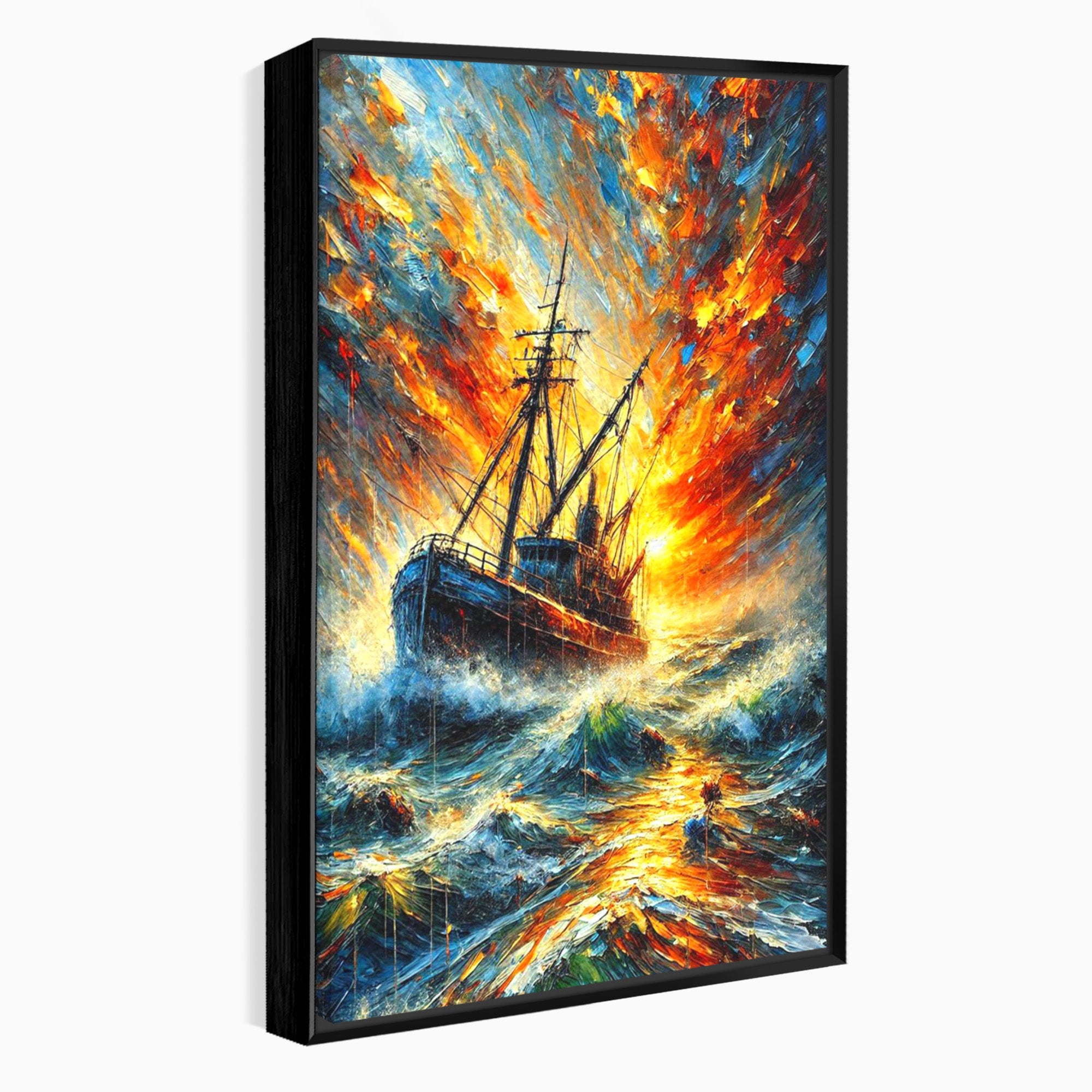 Tablou Canvas Premium LuxCanva® PI1230, Corabie In Furtuna, Nava, Mare, Furtuna, Peisaj Marin, Dramatic, Living, Culori Vibrante