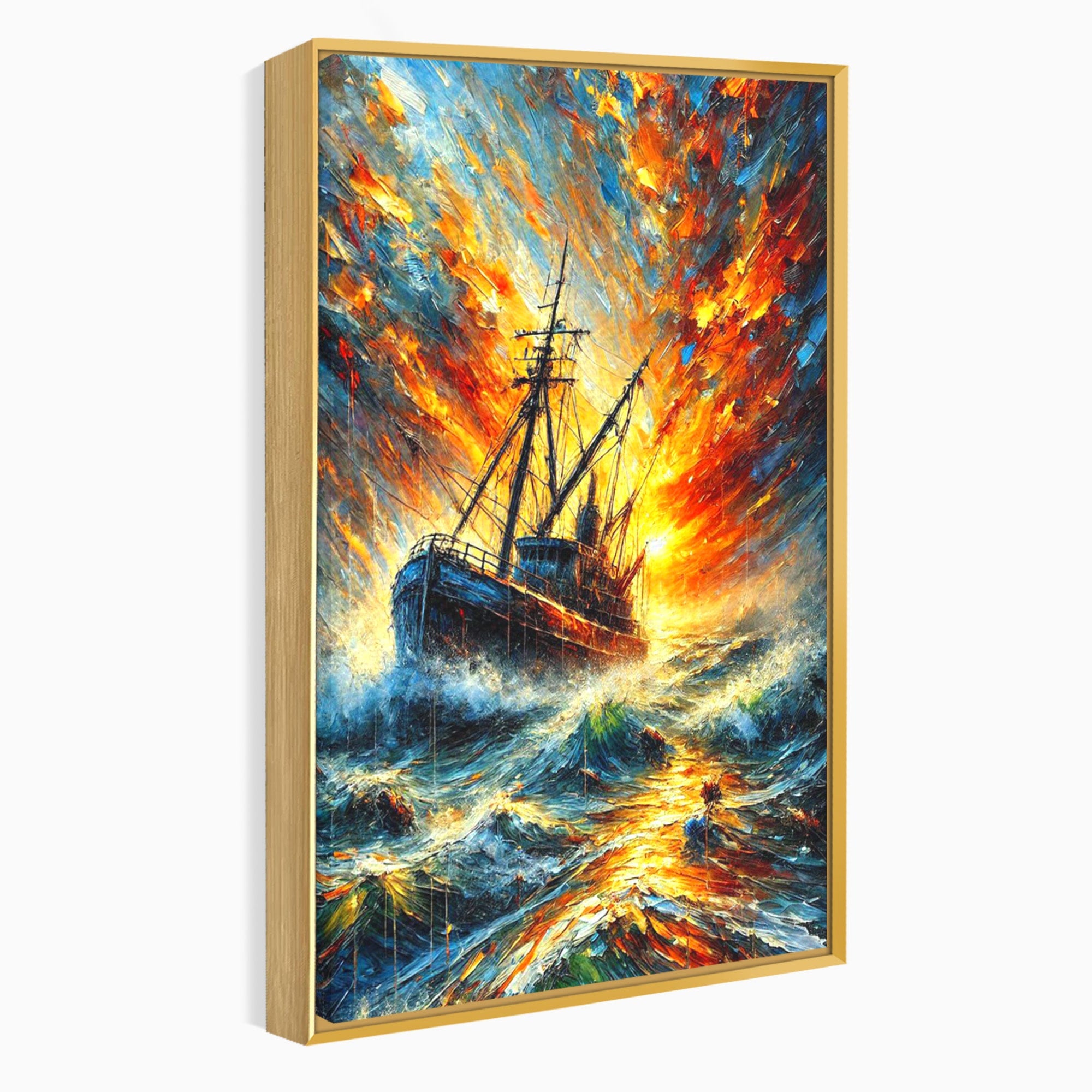 Tablou Canvas Premium LuxCanva® PI1230, Corabie In Furtuna, Nava, Mare, Furtuna, Peisaj Marin, Dramatic, Living, Culori Vibrante