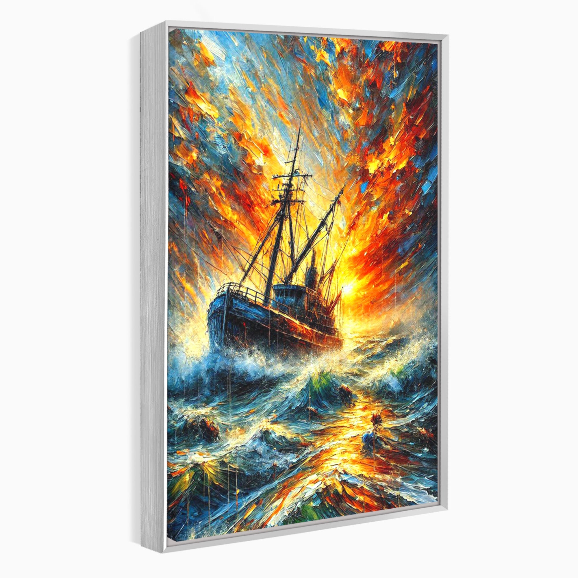 Tablou Canvas Premium LuxCanva® PI1230, Corabie In Furtuna, Nava, Mare, Furtuna, Peisaj Marin, Dramatic, Living, Culori Vibrante