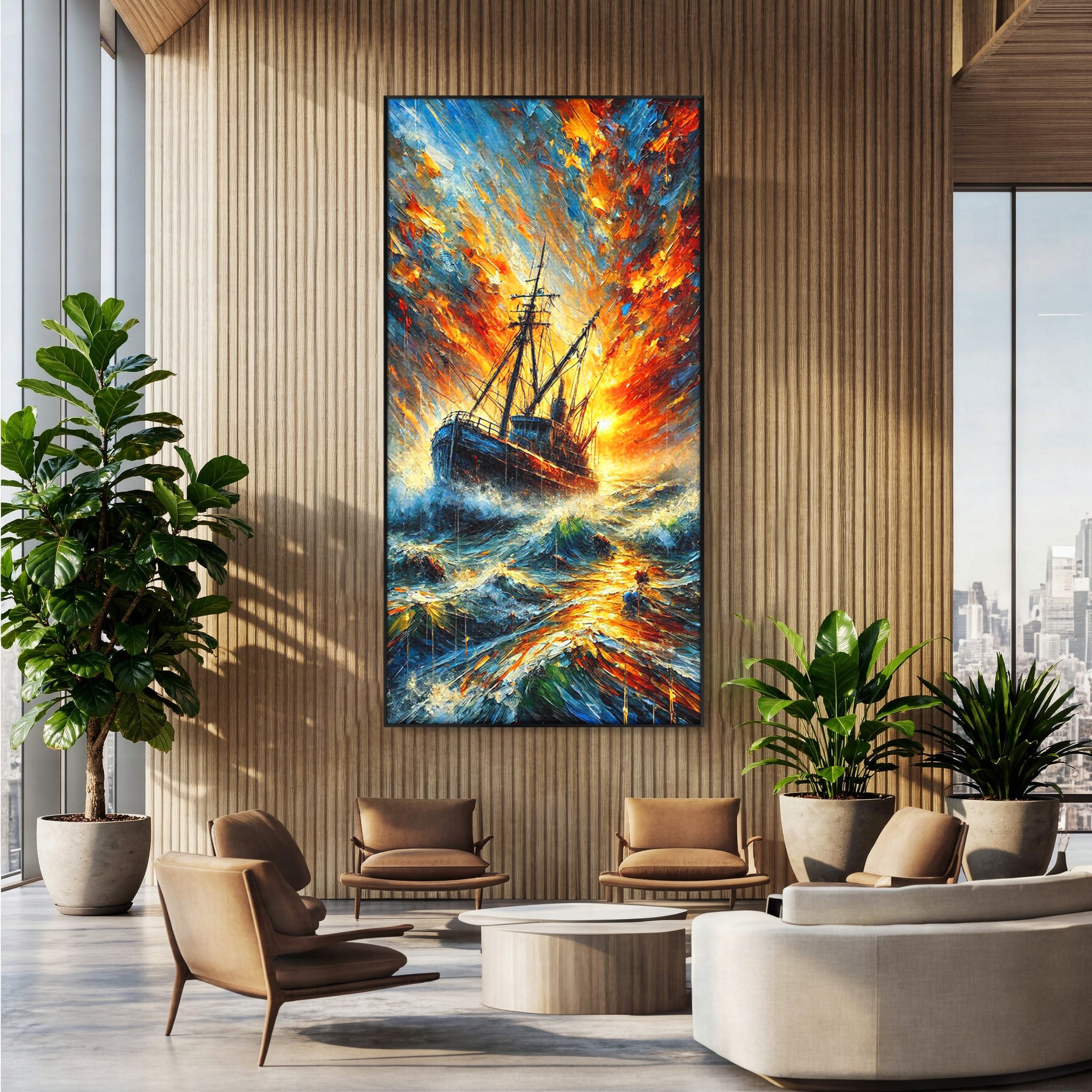 Tablou Canvas Premium LuxCanva® PI1230, Corabie In Furtuna, Nava, Mare, Furtuna, Peisaj Marin, Dramatic, Living, Culori Vibrante