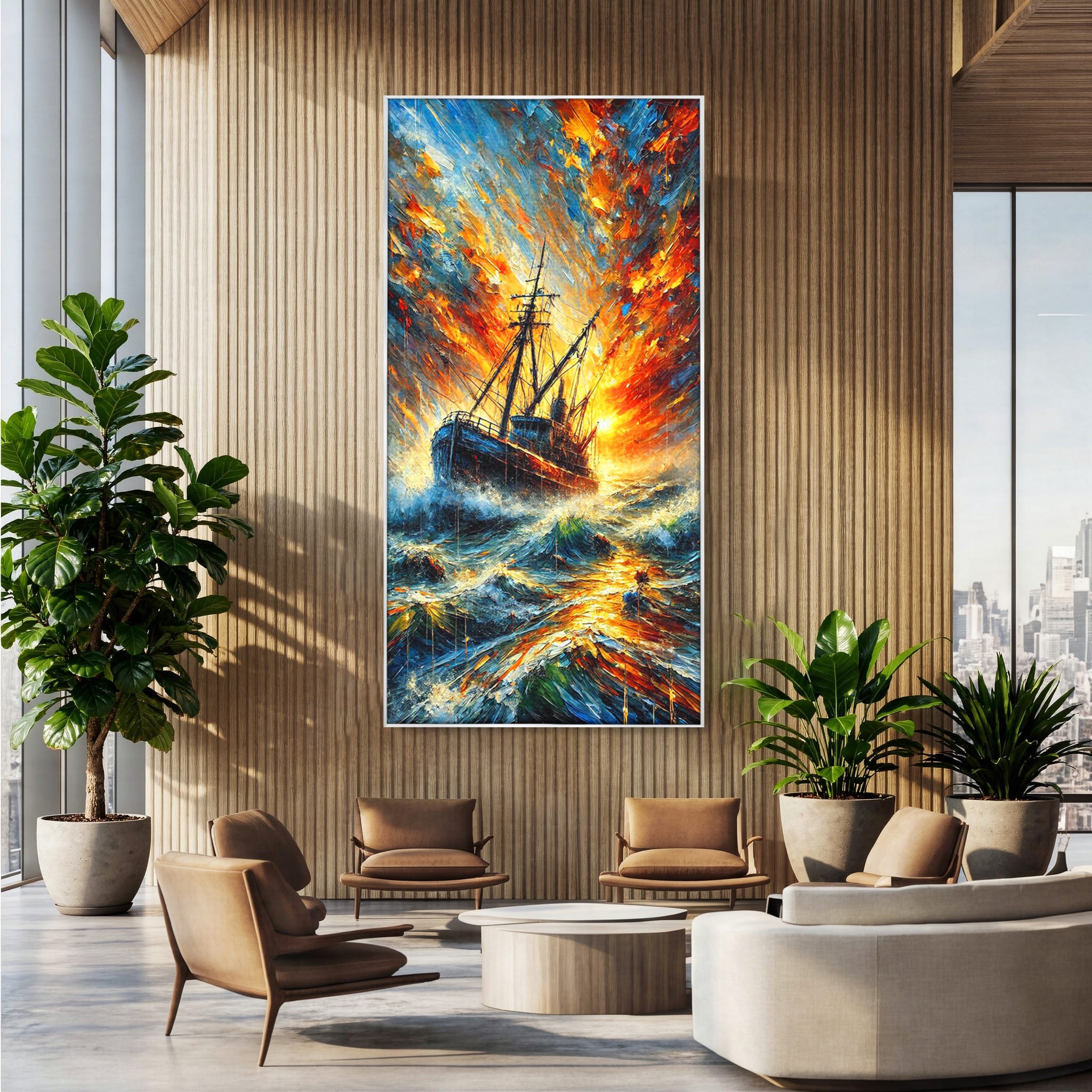 Tablou Canvas Premium LuxCanva® PI1230, Corabie In Furtuna, Nava, Mare, Furtuna, Peisaj Marin, Dramatic, Living, Culori Vibrante