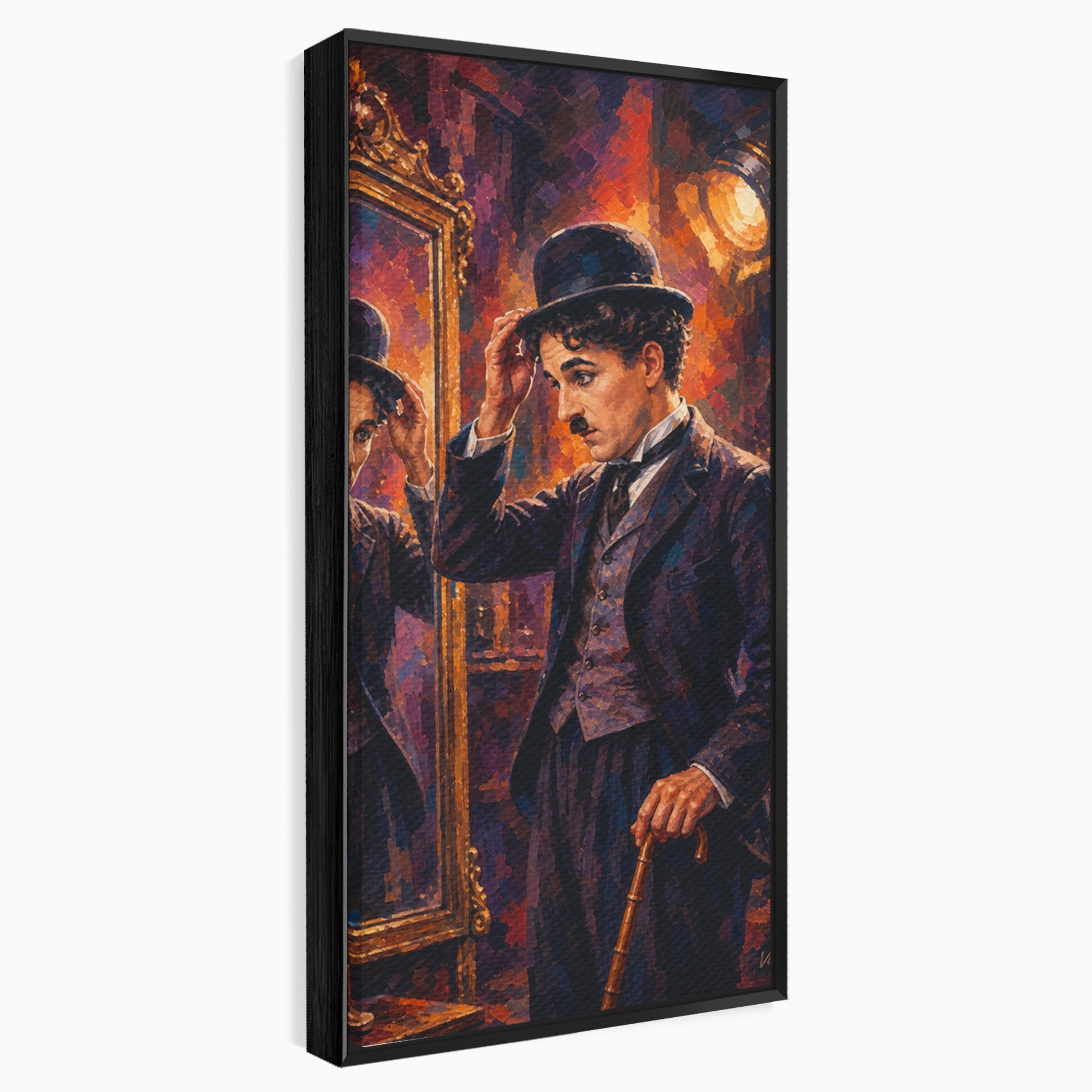 Tablou Canvas Premium LuxCanva® PI1231, Reflexia Lui Chaplin, Charlie, Reflexie, Vintage, Living, Portret, Arta, Clasic, Culori Vibrante