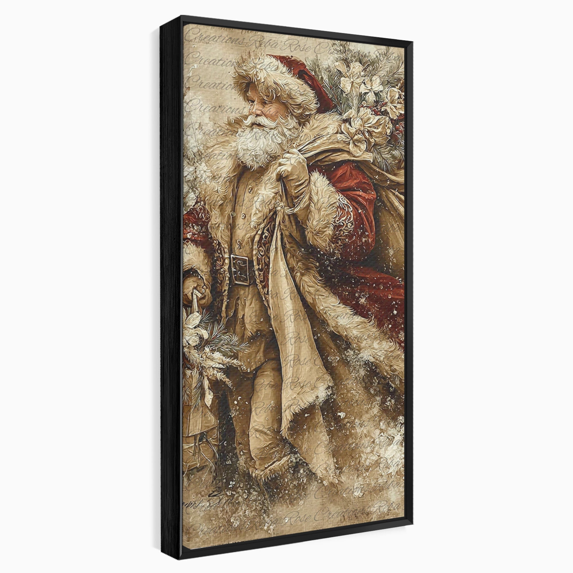Tablou Canvas Premium LuxCanva® PI1232, Mos Craciun Cu Sacul De Cadouri, Santa Caus, Cadouri, Iarna, Sarbatoare, Living, Culori Vibrante