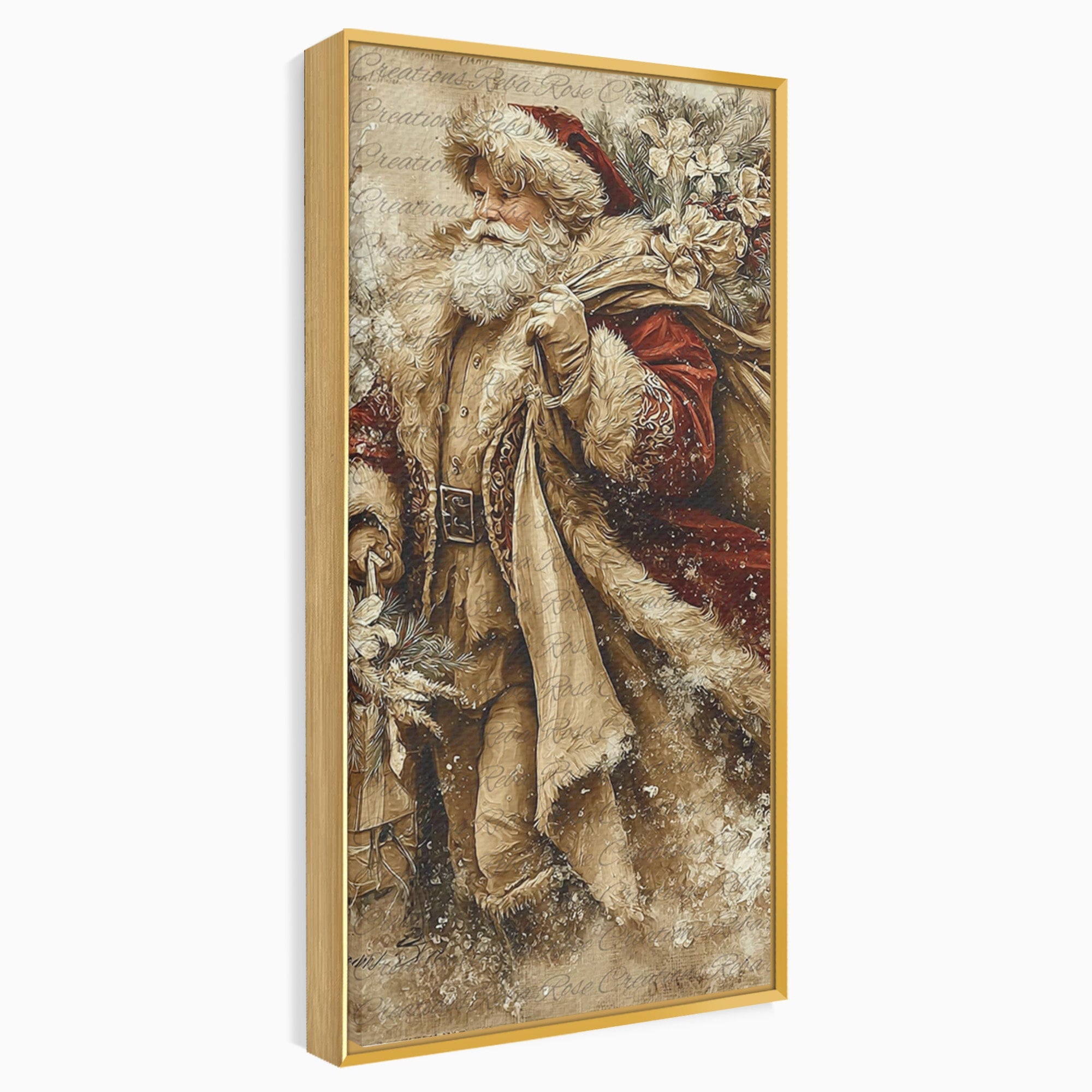 Tablou Canvas Premium LuxCanva® PI1232, Mos Craciun Cu Sacul De Cadouri, Santa Caus, Cadouri, Iarna, Sarbatoare, Living, Culori Vibrante