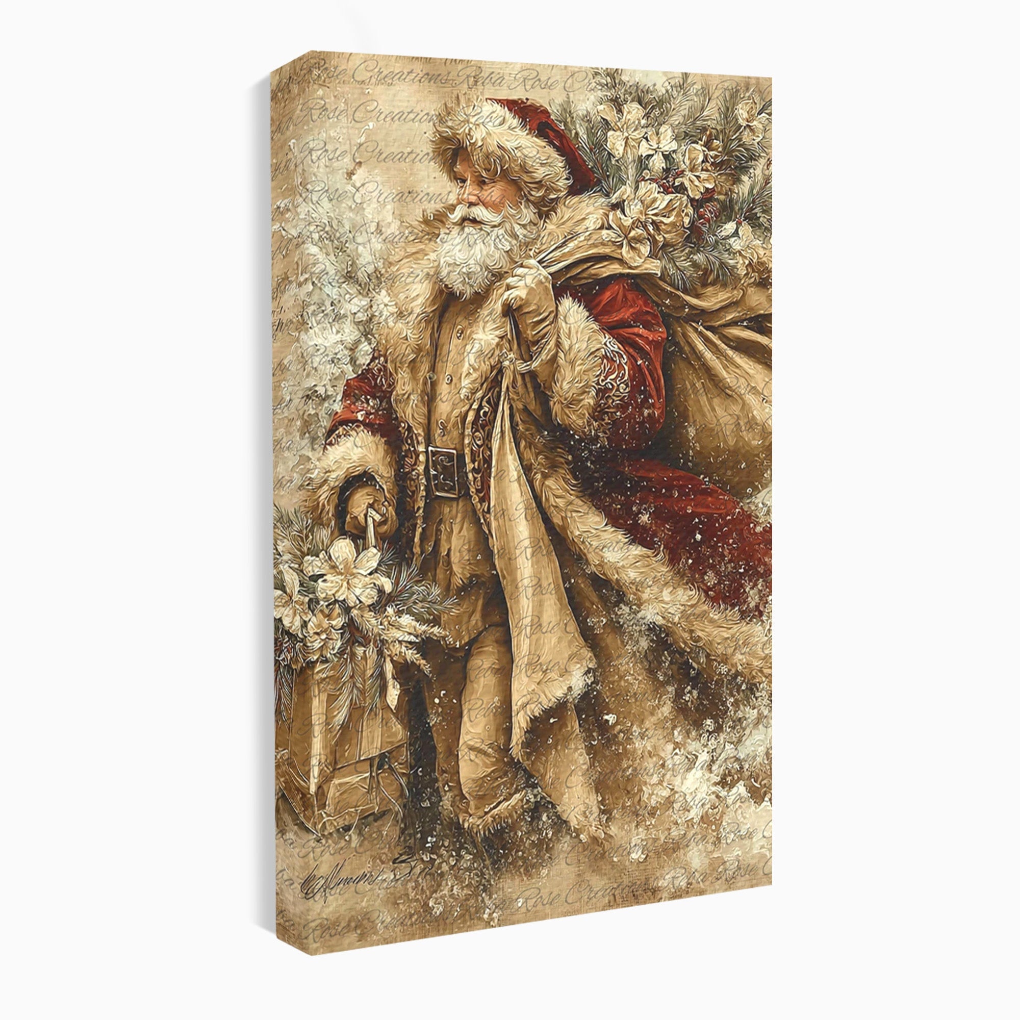 Tablou Canvas Premium LuxCanva® PI1232, Mos Craciun Cu Sacul De Cadouri, Santa Caus, Cadouri, Iarna, Sarbatoare, Living, Culori Vibrante