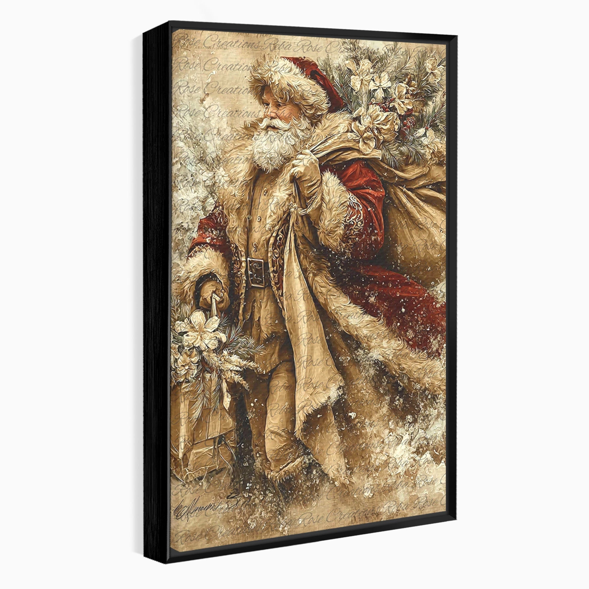 Tablou Canvas Premium LuxCanva® PI1232, Mos Craciun Cu Sacul De Cadouri, Santa Caus, Cadouri, Iarna, Sarbatoare, Living, Culori Vibrante