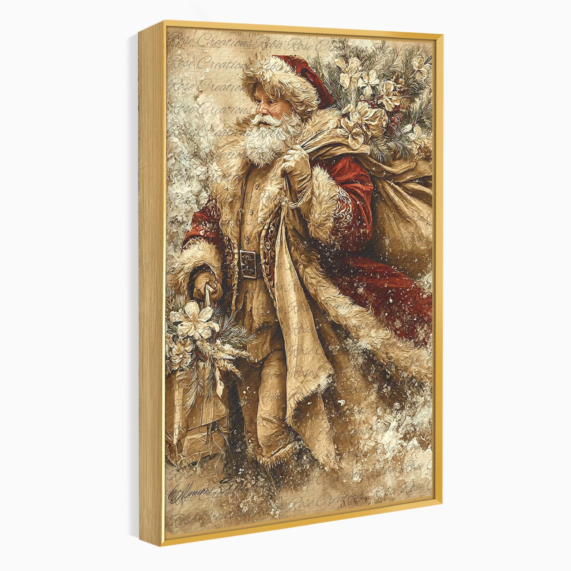 Tablou Canvas Premium LuxCanva® PI1232, Mos Craciun Cu Sacul De Cadouri, Santa Caus, Cadouri, Iarna, Sarbatoare, Living, Culori Vibrante