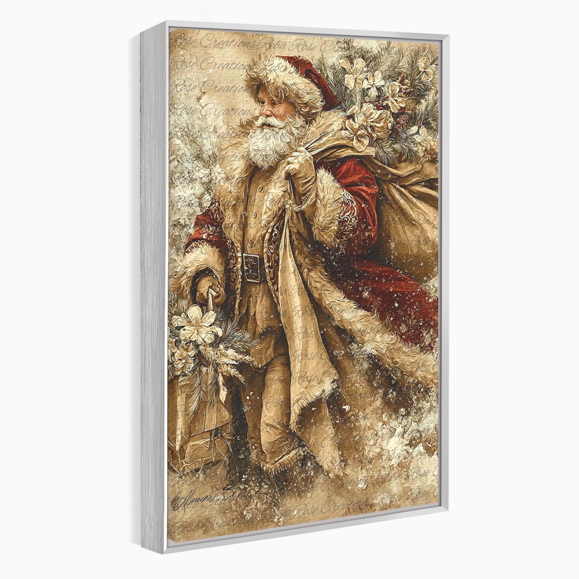 Tablou Canvas Premium LuxCanva® PI1232, Mos Craciun Cu Sacul De Cadouri, Santa Caus, Cadouri, Iarna, Sarbatoare, Living, Culori Vibrante