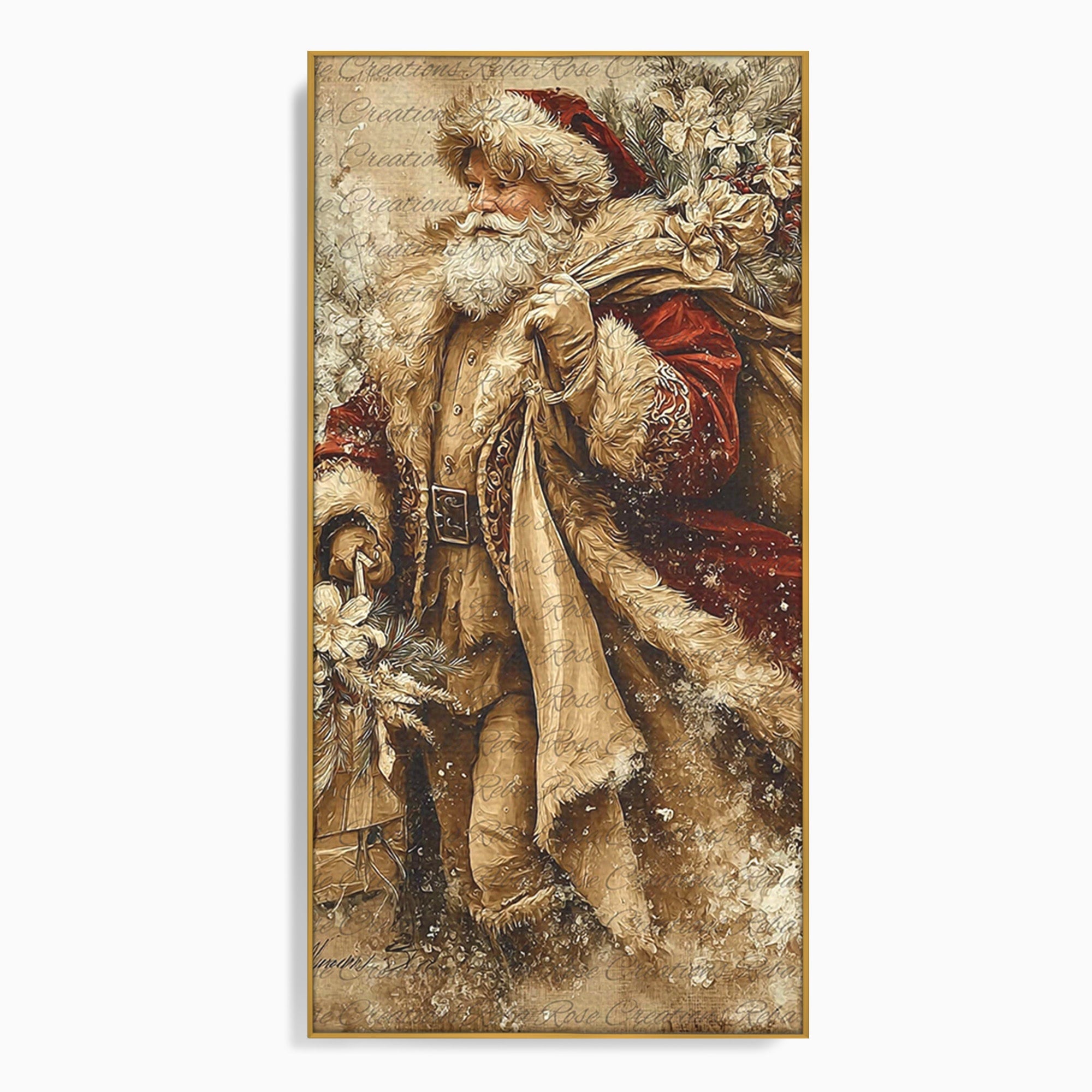 Tablou Canvas Premium LuxCanva® PI1232, Mos Craciun Cu Sacul De Cadouri, Santa Caus, Cadouri, Iarna, Sarbatoare, Living, Culori Vibrante
