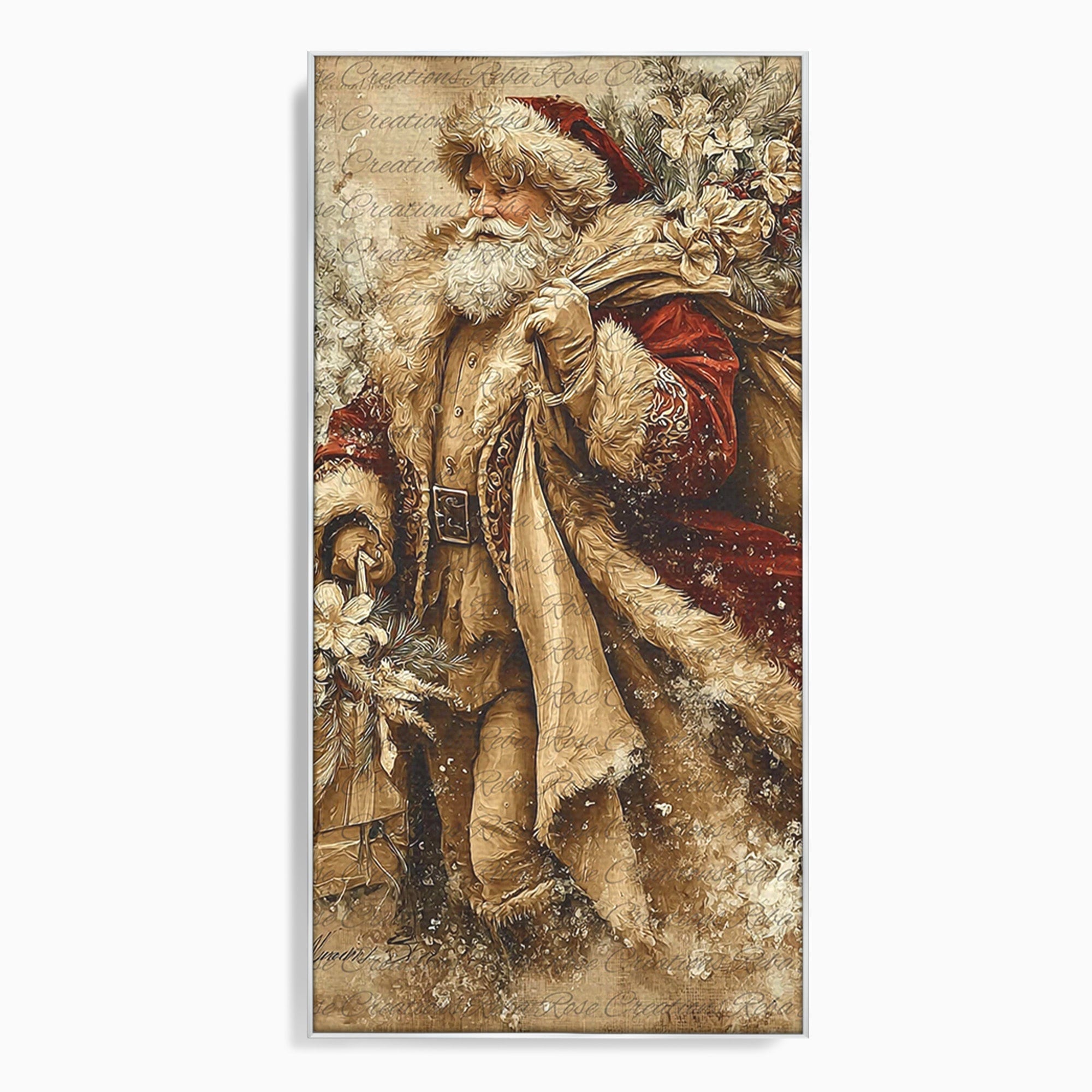 Tablou Canvas Premium LuxCanva® PI1232, Mos Craciun Cu Sacul De Cadouri, Santa Caus, Cadouri, Iarna, Sarbatoare, Living, Culori Vibrante