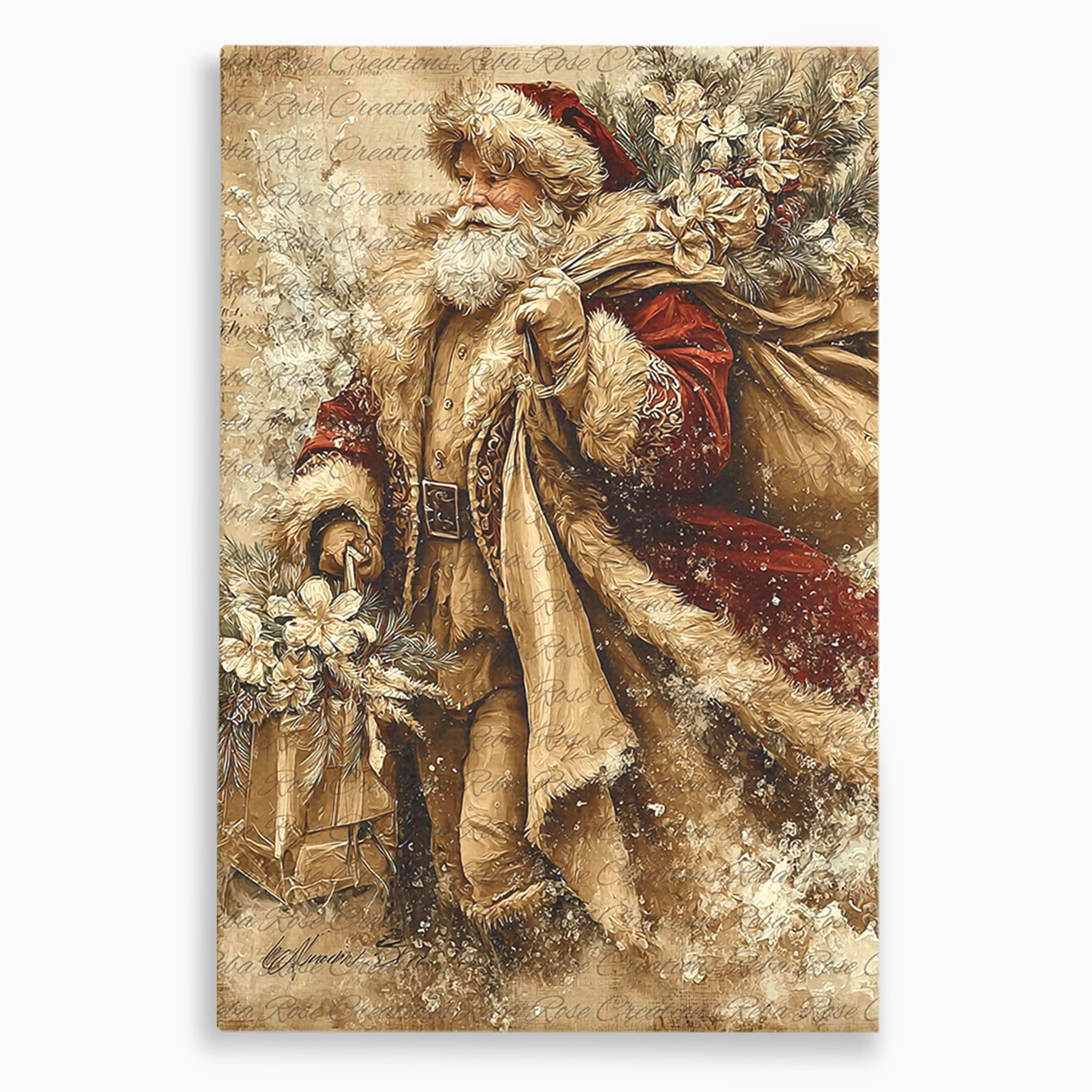 Tablou Canvas Premium LuxCanva® PI1232, Mos Craciun Cu Sacul De Cadouri, Santa Caus, Cadouri, Iarna, Sarbatoare, Living, Culori Vibrante