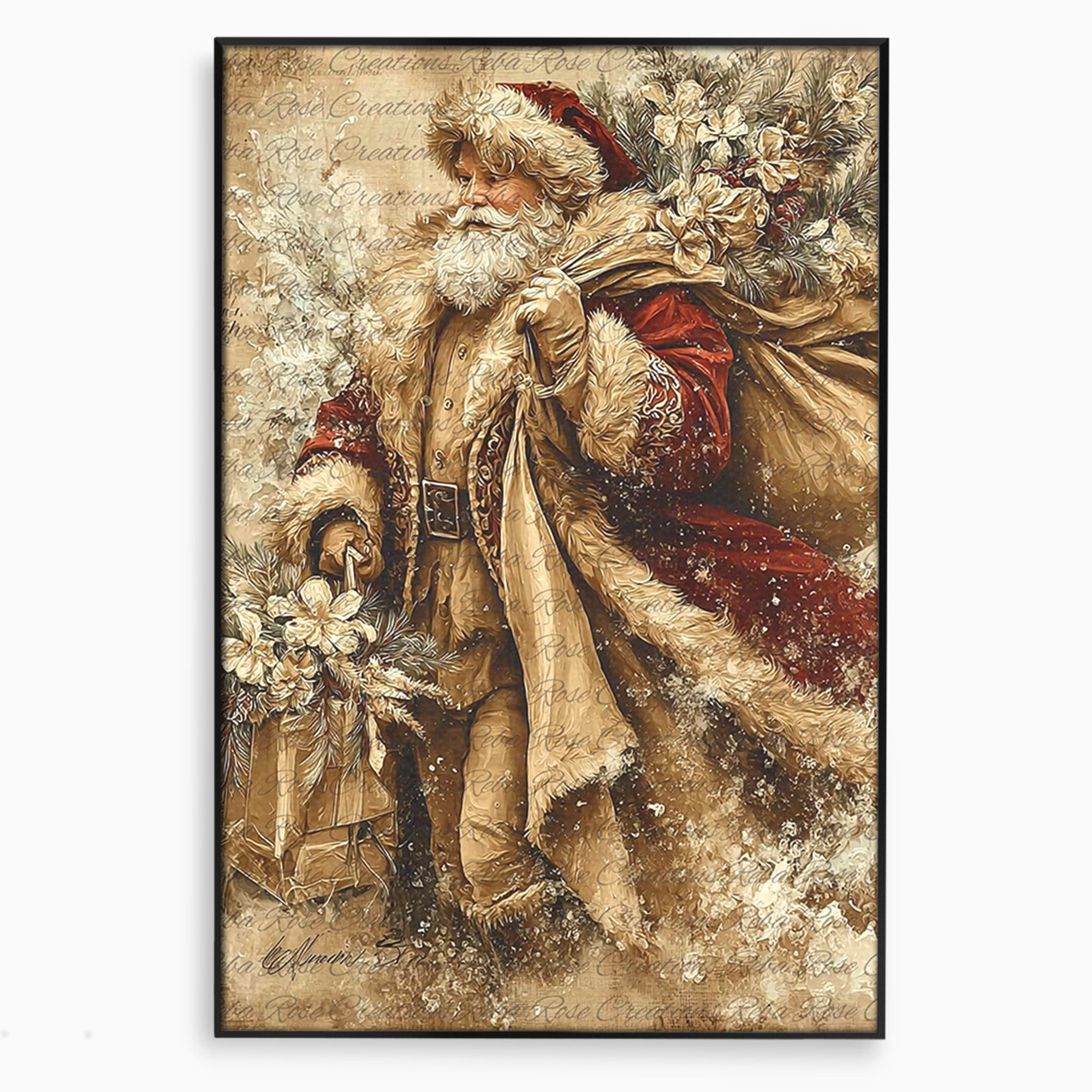 Tablou Canvas Premium LuxCanva® PI1232, Mos Craciun Cu Sacul De Cadouri, Santa Caus, Cadouri, Iarna, Sarbatoare, Living, Culori Vibrante
