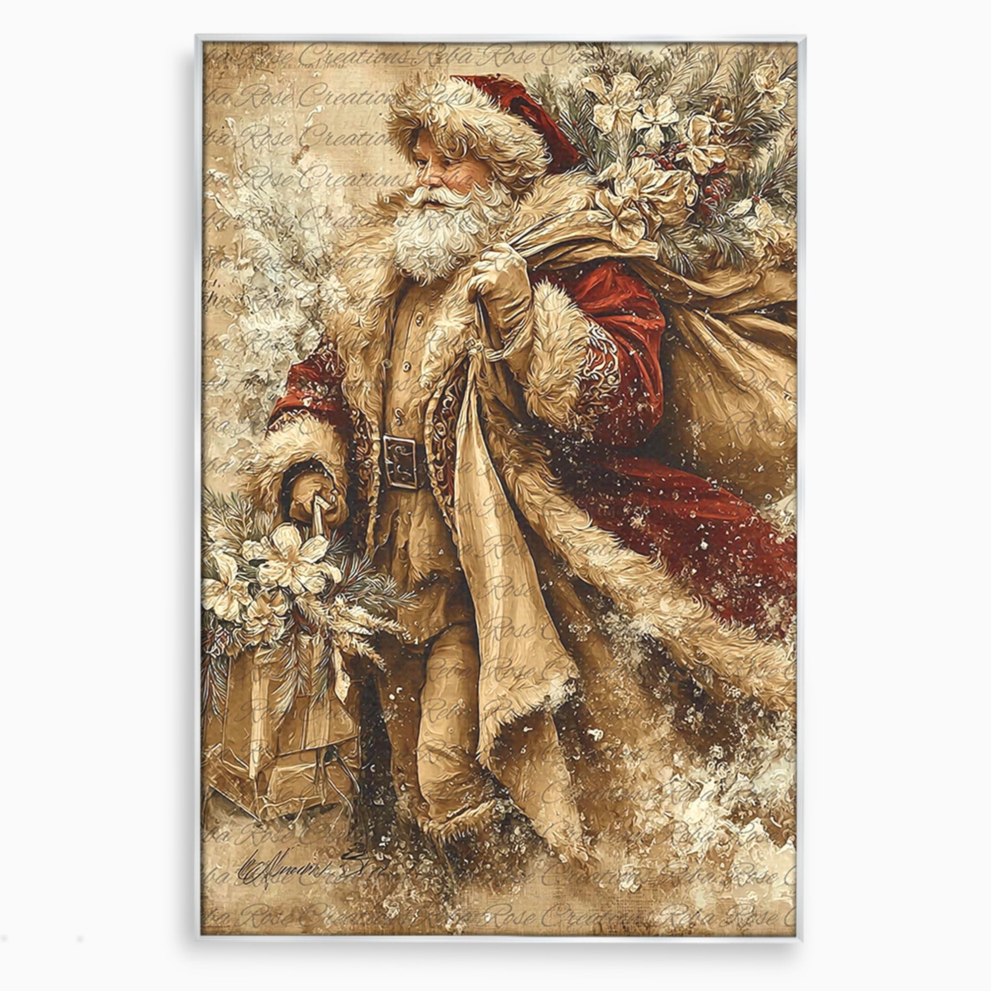 Tablou Canvas Premium LuxCanva® PI1232, Mos Craciun Cu Sacul De Cadouri, Santa Caus, Cadouri, Iarna, Sarbatoare, Living, Culori Vibrante