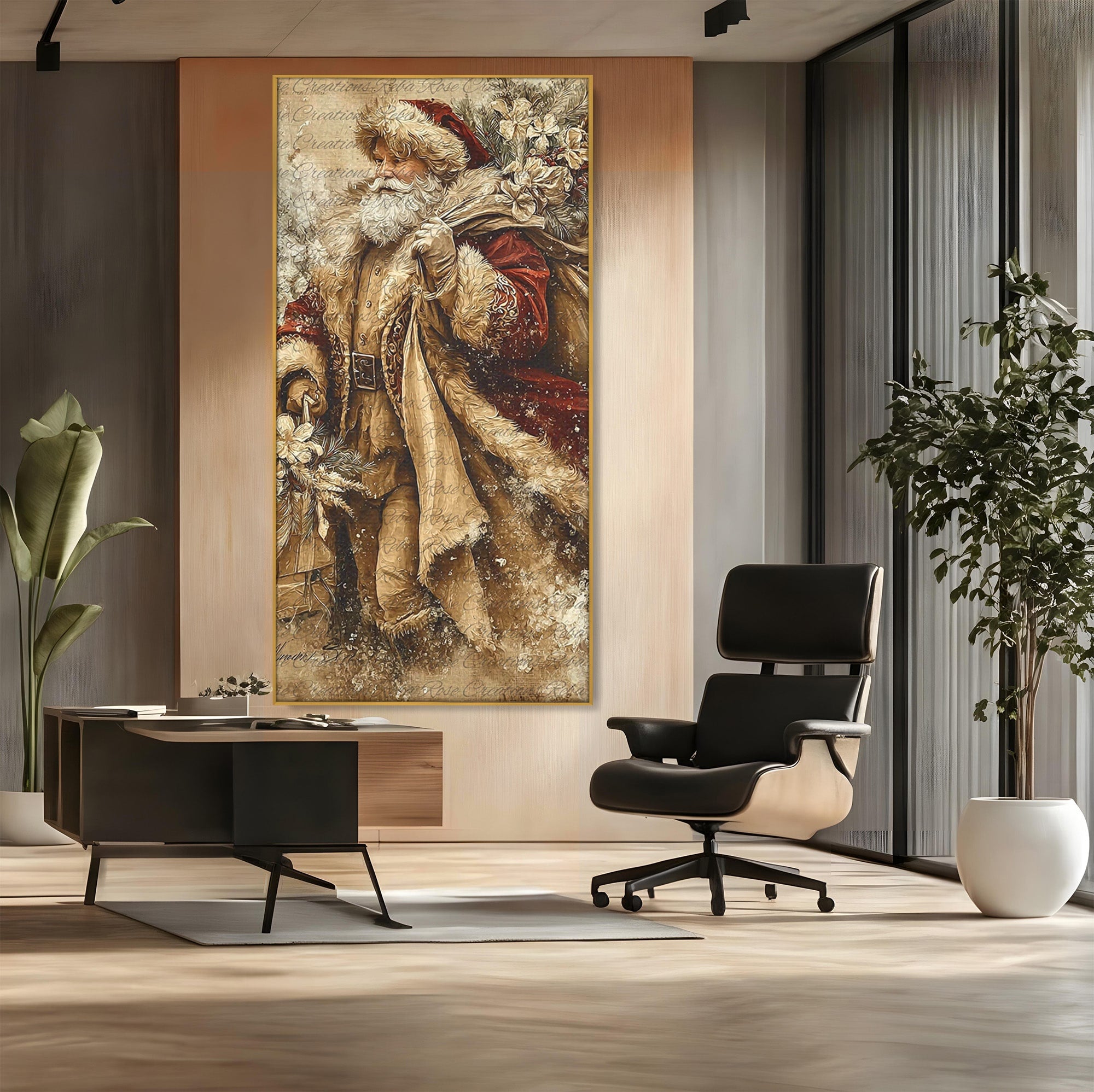 Tablou Canvas Premium LuxCanva® PI1232, Mos Craciun Cu Sacul De Cadouri, Santa Caus, Cadouri, Iarna, Sarbatoare, Living, Culori Vibrante