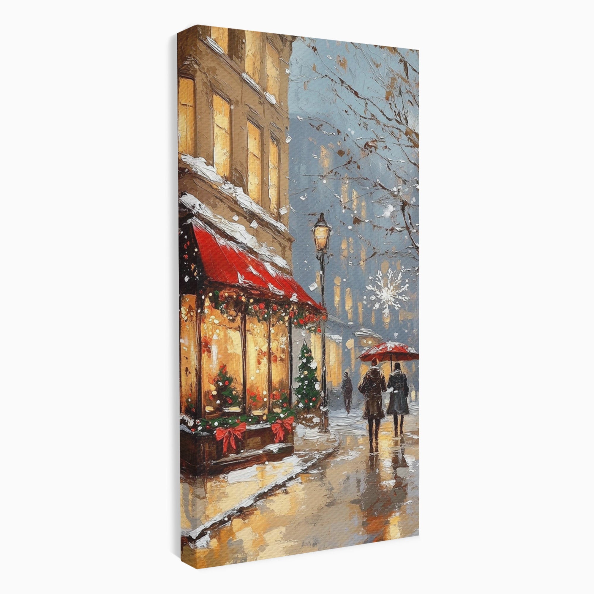 Tablou Canvas Premium LuxCanva® PI1233, Iarna In Oras, Anotimp, Strazi, Cuplu, Living, Romantic, Strada, Culori Vibrante