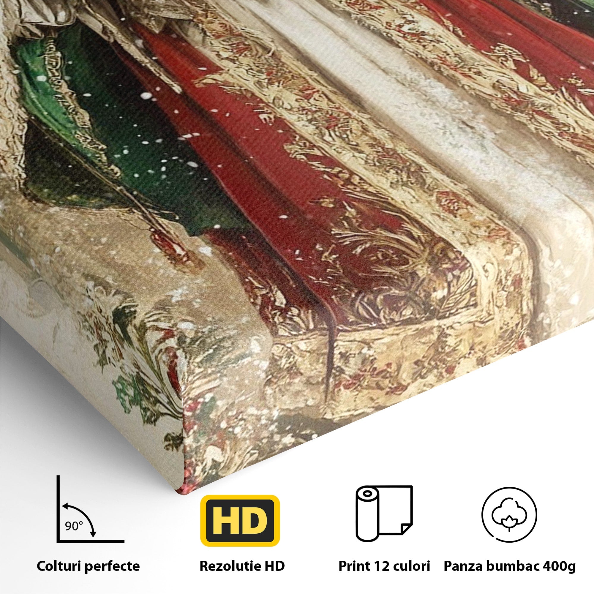 Tablou Canvas Premium LuxCanva® PI1235, Mos Craciun Regal, Rosu, Sarbatori, Iarna, Tradiție, Living, Culori Vibrante