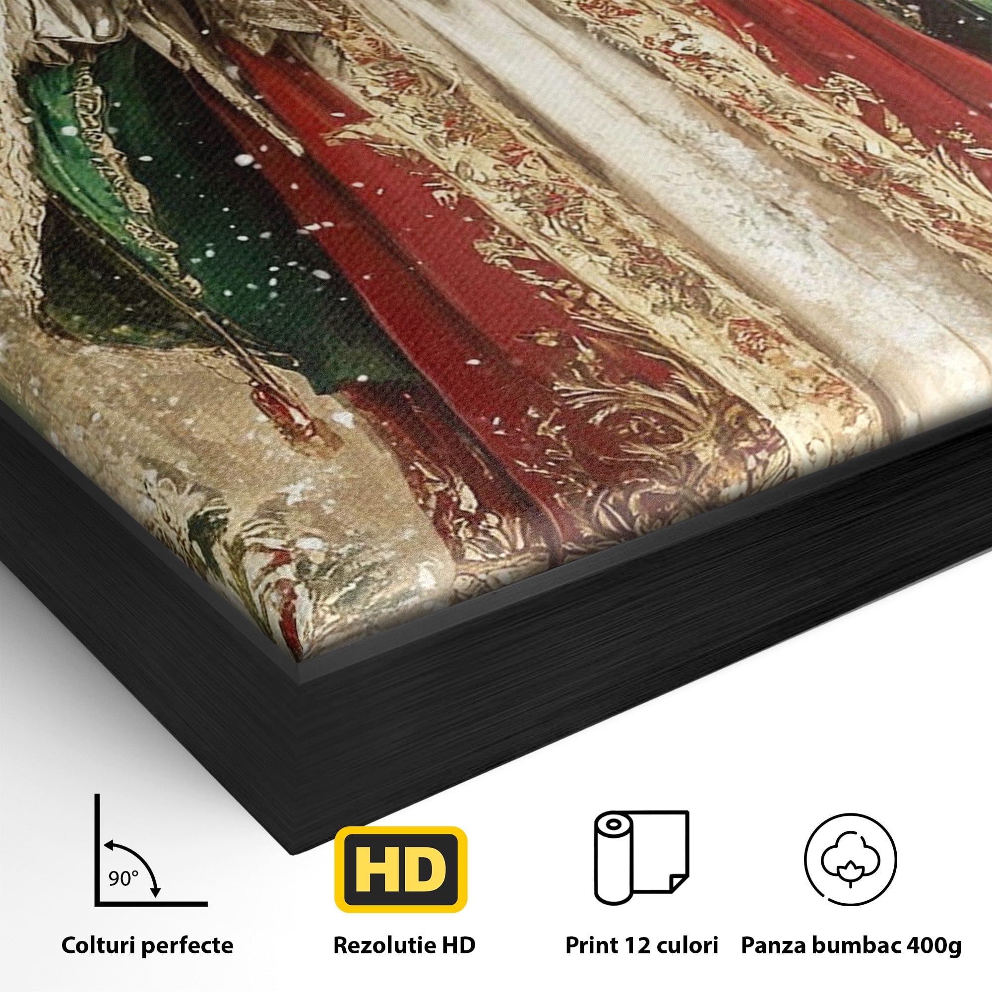 Tablou Canvas Premium LuxCanva® PI1235, Mos Craciun Regal, Rosu, Sarbatori, Iarna, Tradiție, Living, Culori Vibrante