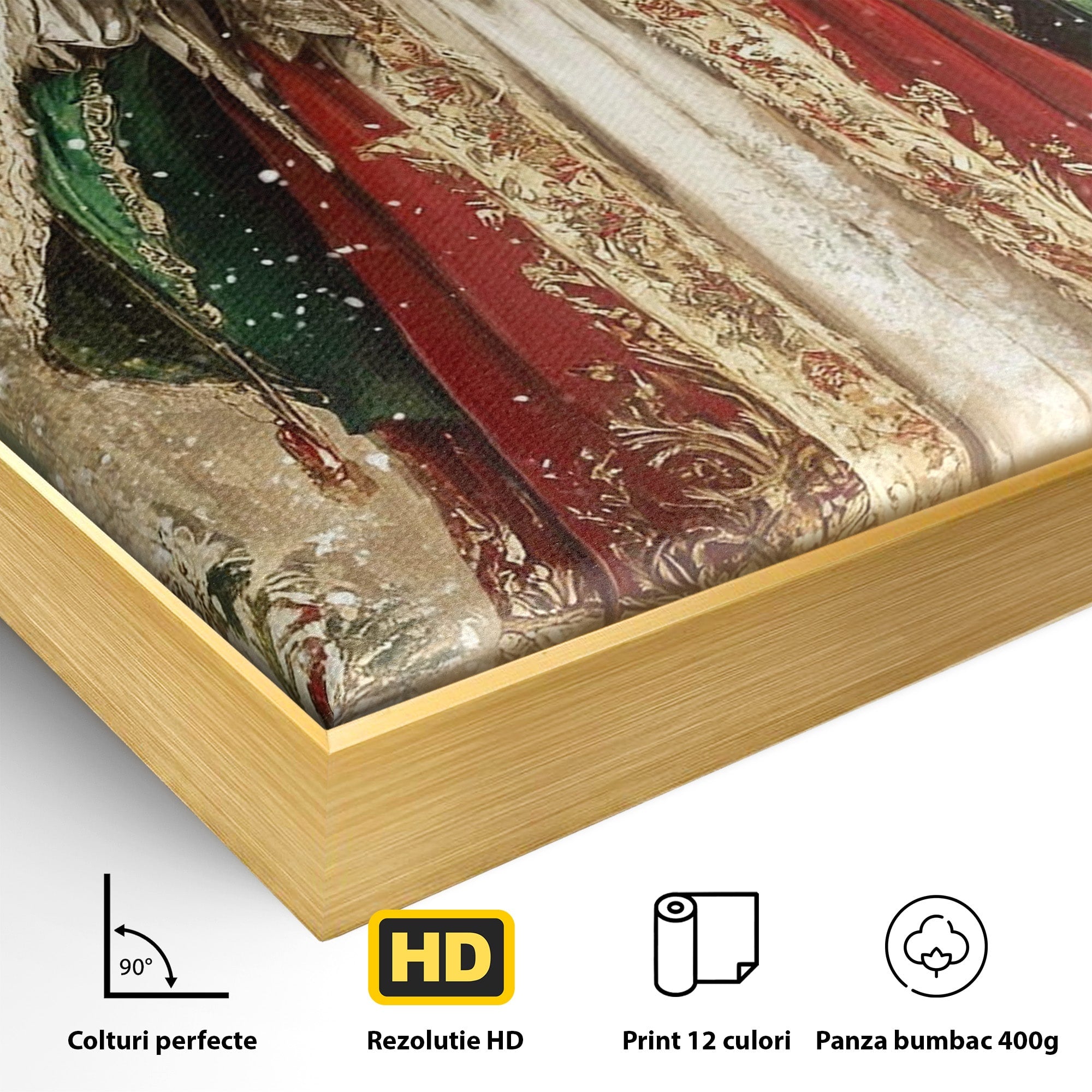 Tablou Canvas Premium LuxCanva® PI1235, Mos Craciun Regal, Rosu, Sarbatori, Iarna, Tradiție, Living, Culori Vibrante