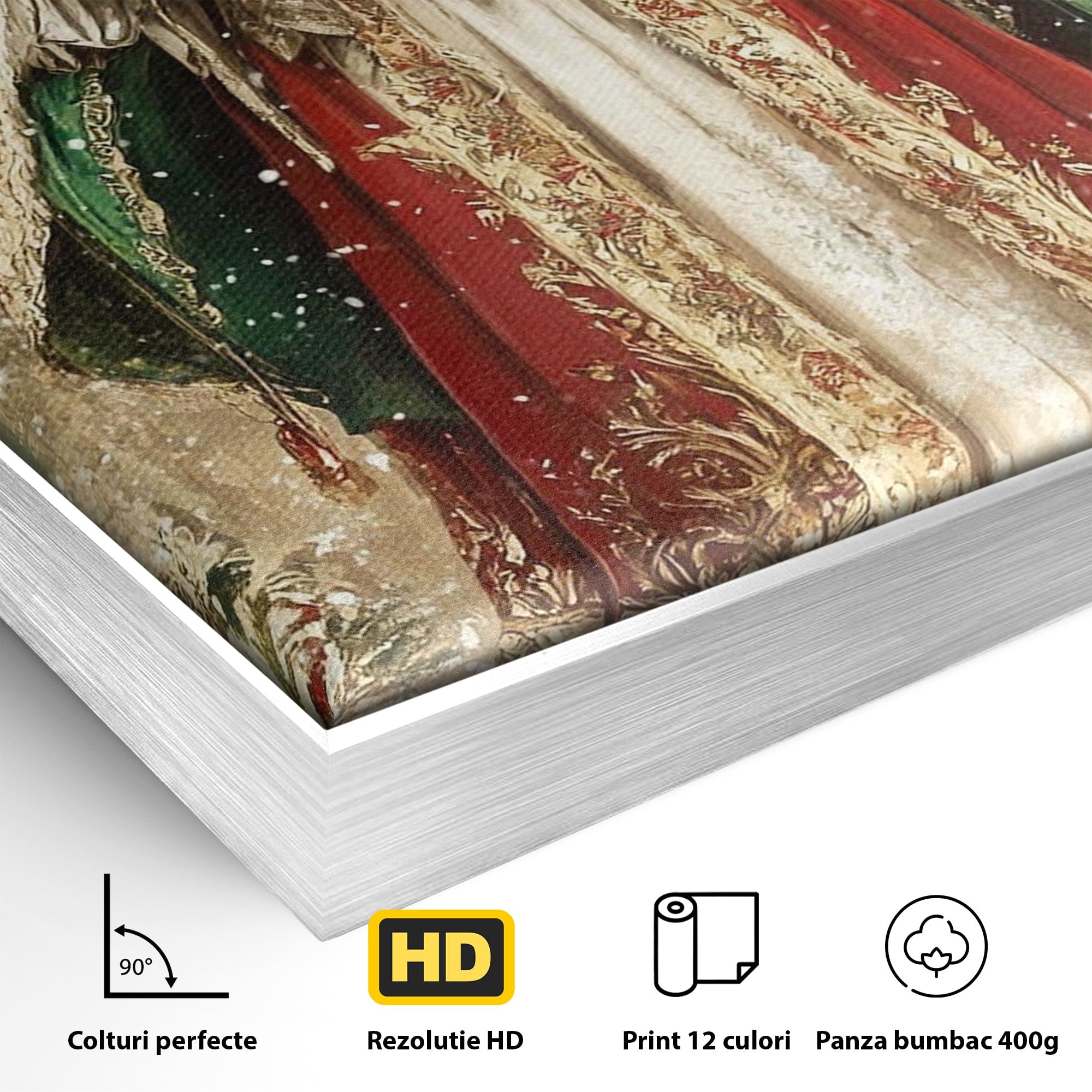 Tablou Canvas Premium LuxCanva® PI1235, Mos Craciun Regal, Rosu, Sarbatori, Iarna, Tradiție, Living, Culori Vibrante