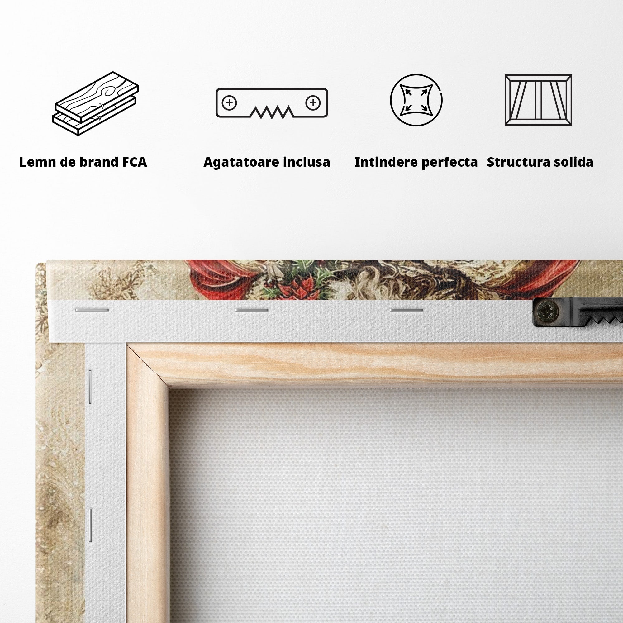 Tablou Canvas Premium LuxCanva® PI1235, Mos Craciun Regal, Rosu, Sarbatori, Iarna, Tradiție, Living, Culori Vibrante