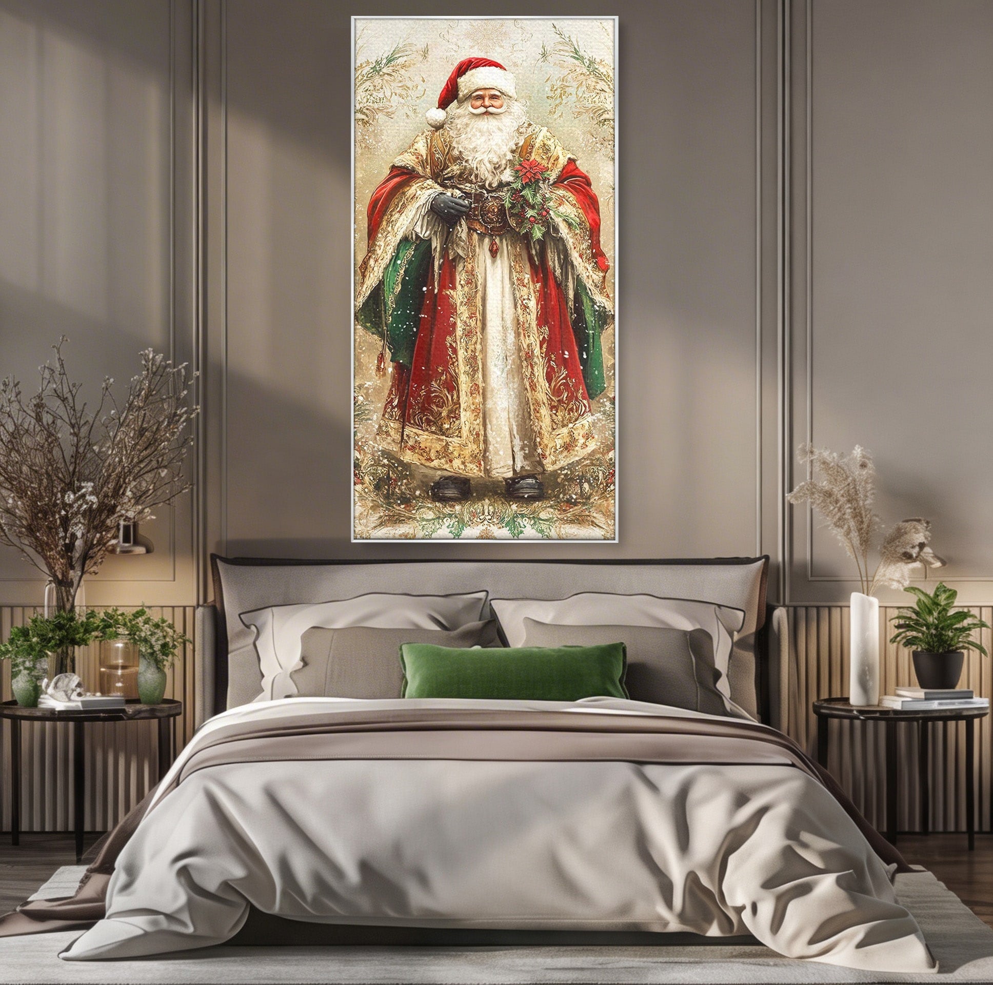 Tablou Canvas Premium LuxCanva® PI1235, Mos Craciun Regal, Rosu, Sarbatori, Iarna, Tradiție, Living, Culori Vibrante