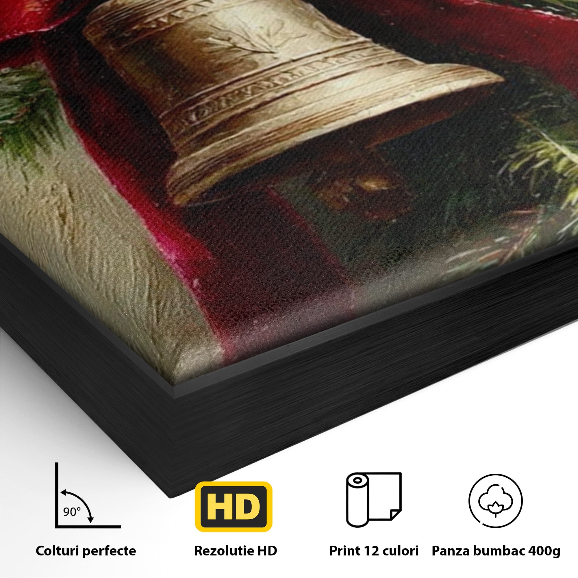 Tablou Canvas Premium LuxCanva® PI1237, Clopot De Craciun, Funda, Rosu, Decoratiuni, Sarbatori, Living, Culori Vibrante