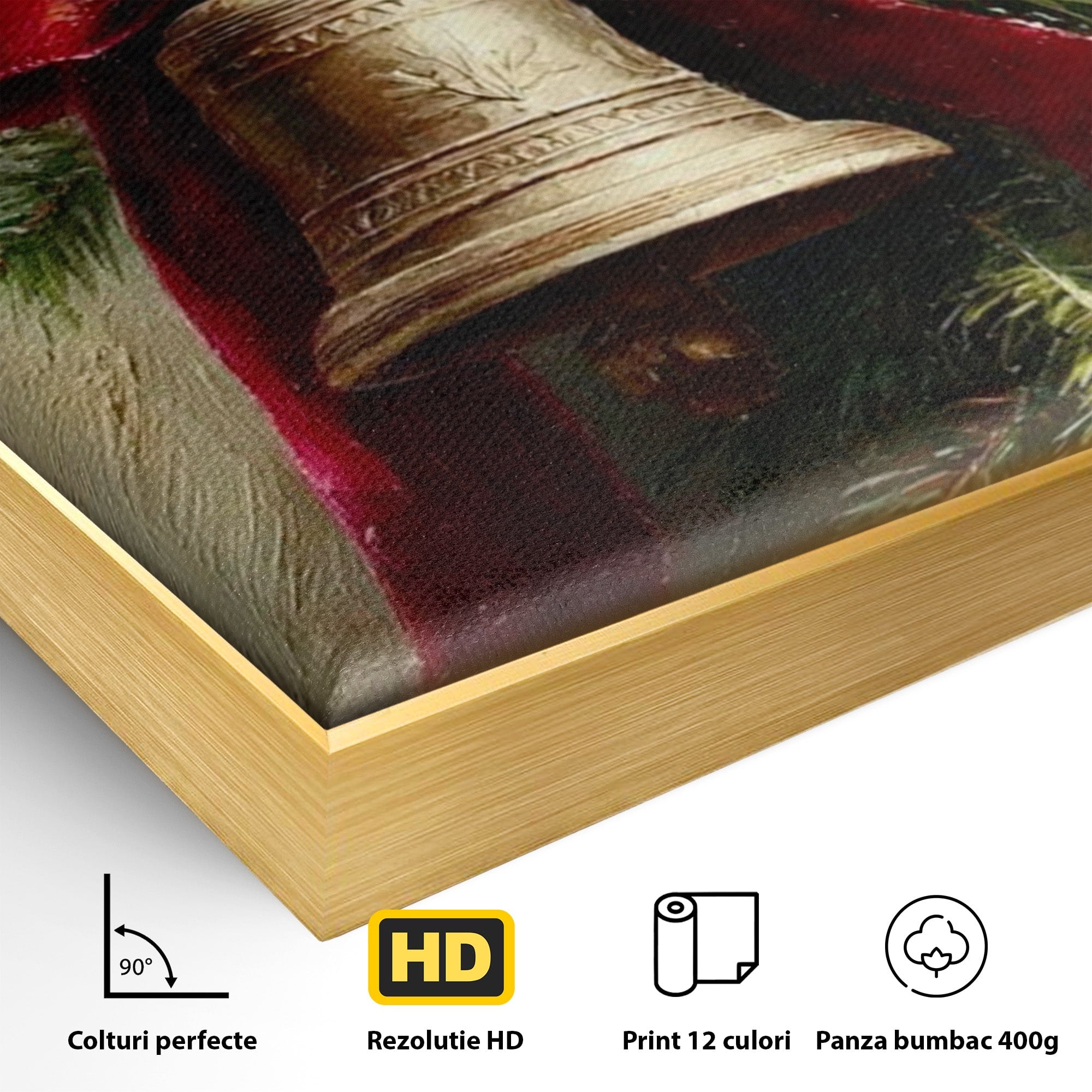 Tablou Canvas Premium LuxCanva® PI1237, Clopot De Craciun, Funda, Rosu, Decoratiuni, Sarbatori, Living, Culori Vibrante
