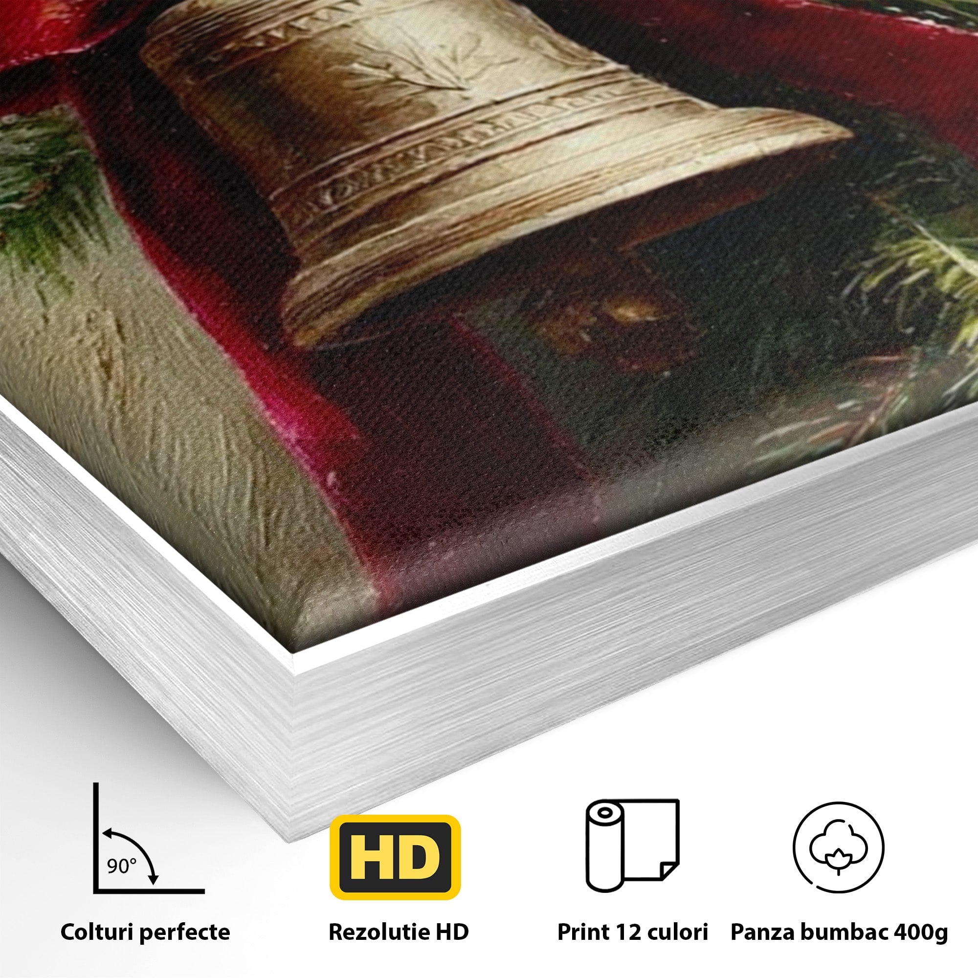 Tablou Canvas Premium LuxCanva® PI1237, Clopot De Craciun, Funda, Rosu, Decoratiuni, Sarbatori, Living, Culori Vibrante