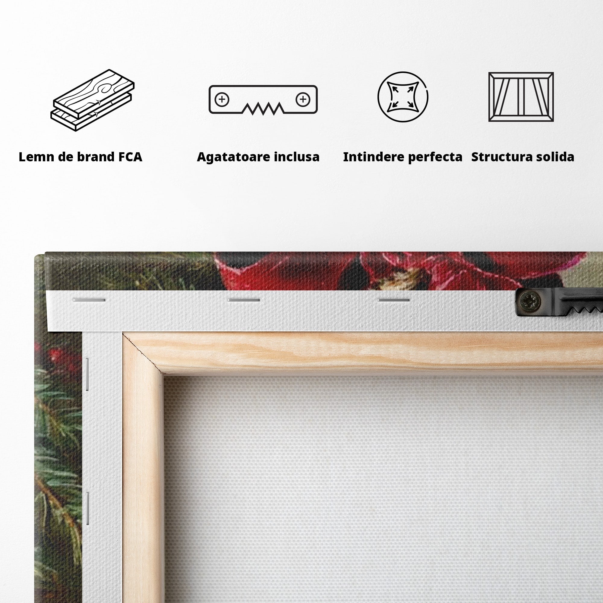 Tablou Canvas Premium LuxCanva® PI1237, Clopot De Craciun, Funda, Rosu, Decoratiuni, Sarbatori, Living, Culori Vibrante
