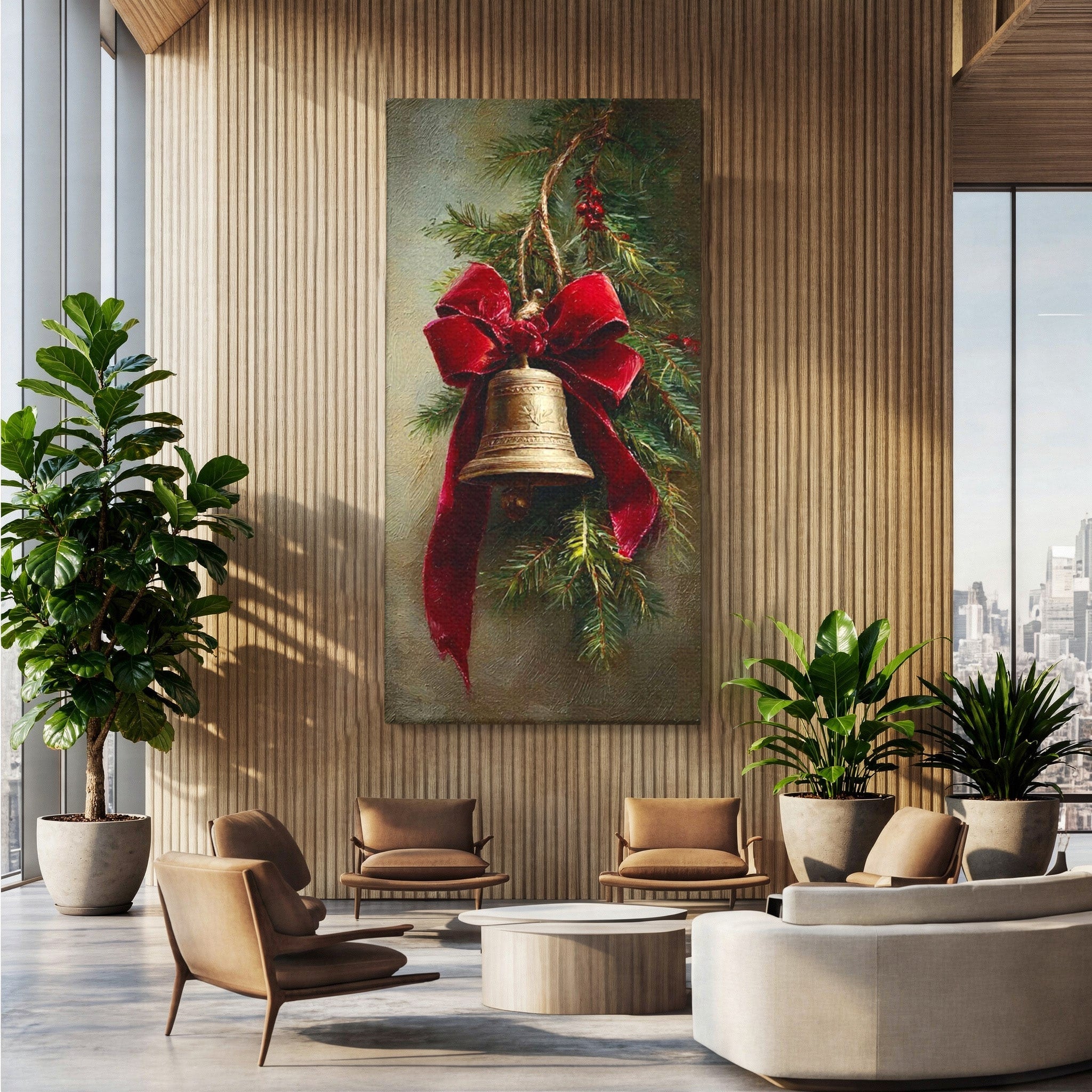 Tablou Canvas Premium LuxCanva® PI1237, Clopot De Craciun, Funda, Rosu, Decoratiuni, Sarbatori, Living, Culori Vibrante