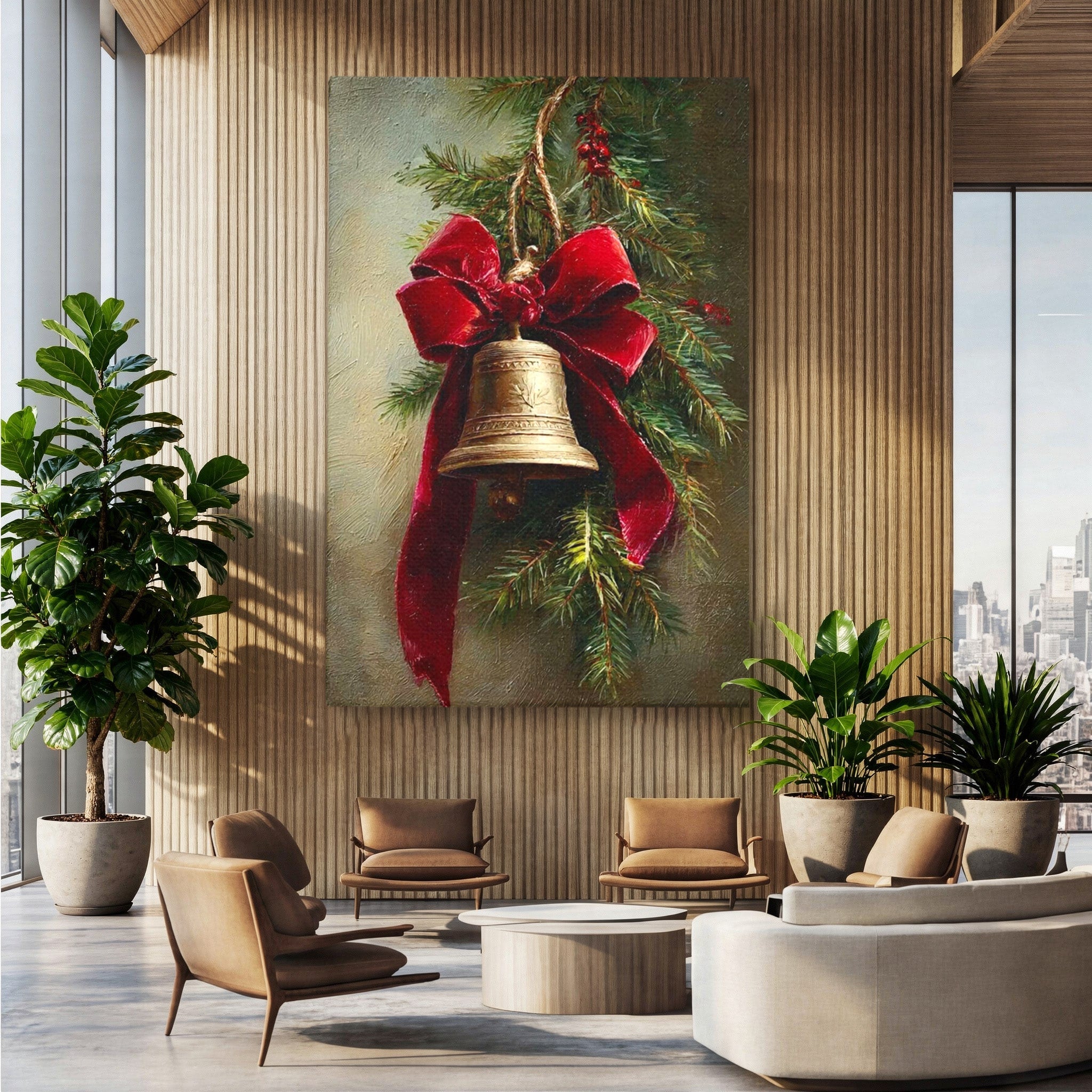 Tablou Canvas Premium LuxCanva® PI1237, Clopot De Craciun, Funda, Rosu, Decoratiuni, Sarbatori, Living, Culori Vibrante
