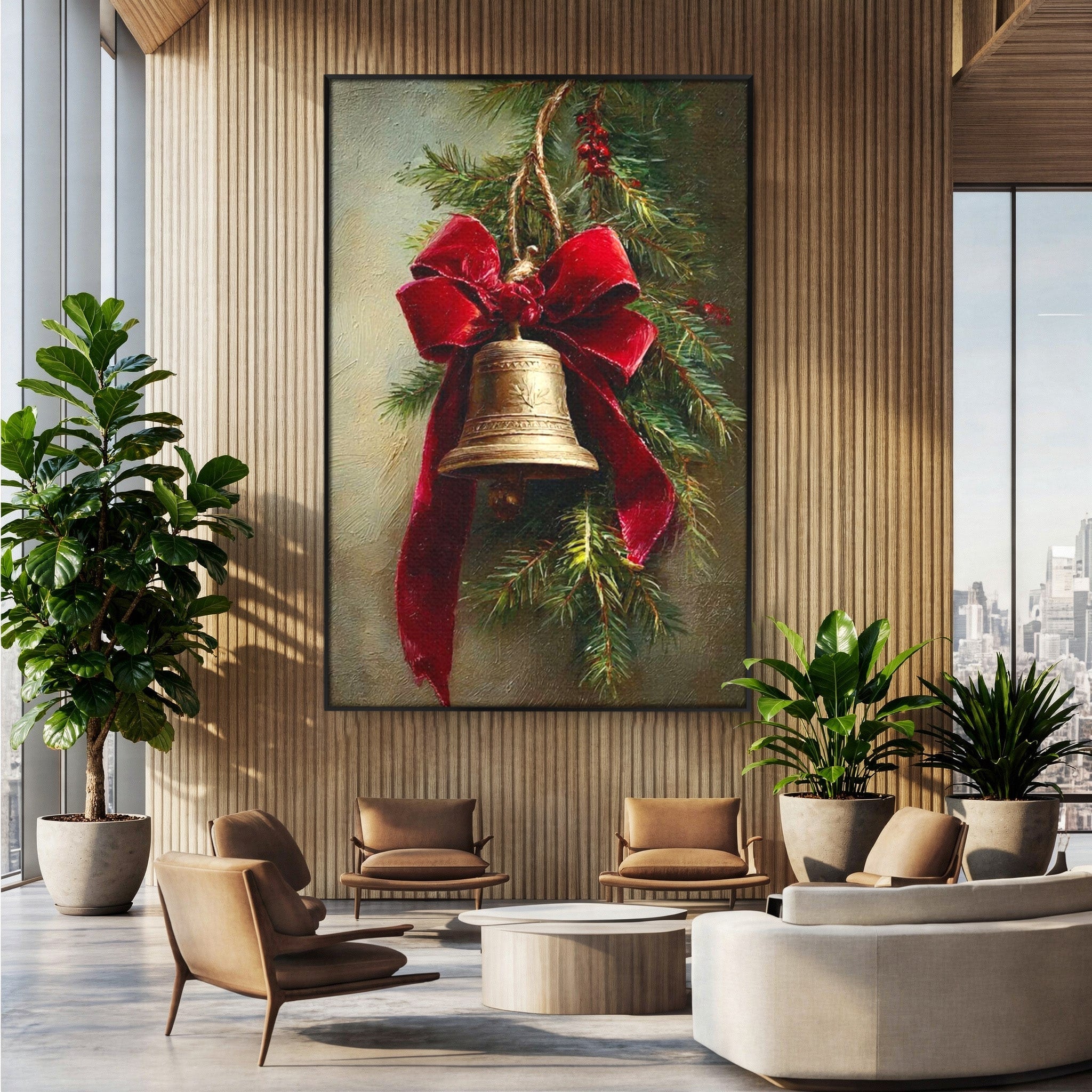 Tablou Canvas Premium LuxCanva® PI1237, Clopot De Craciun, Funda, Rosu, Decoratiuni, Sarbatori, Living, Culori Vibrante