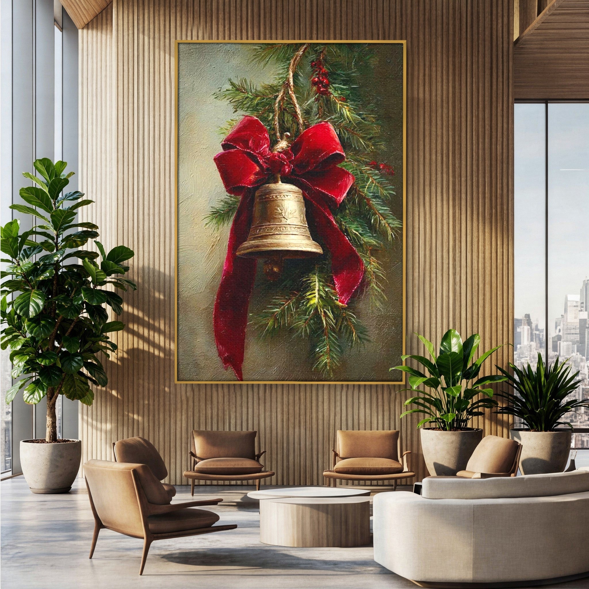 Tablou Canvas Premium LuxCanva® PI1237, Clopot De Craciun, Funda, Rosu, Decoratiuni, Sarbatori, Living, Culori Vibrante