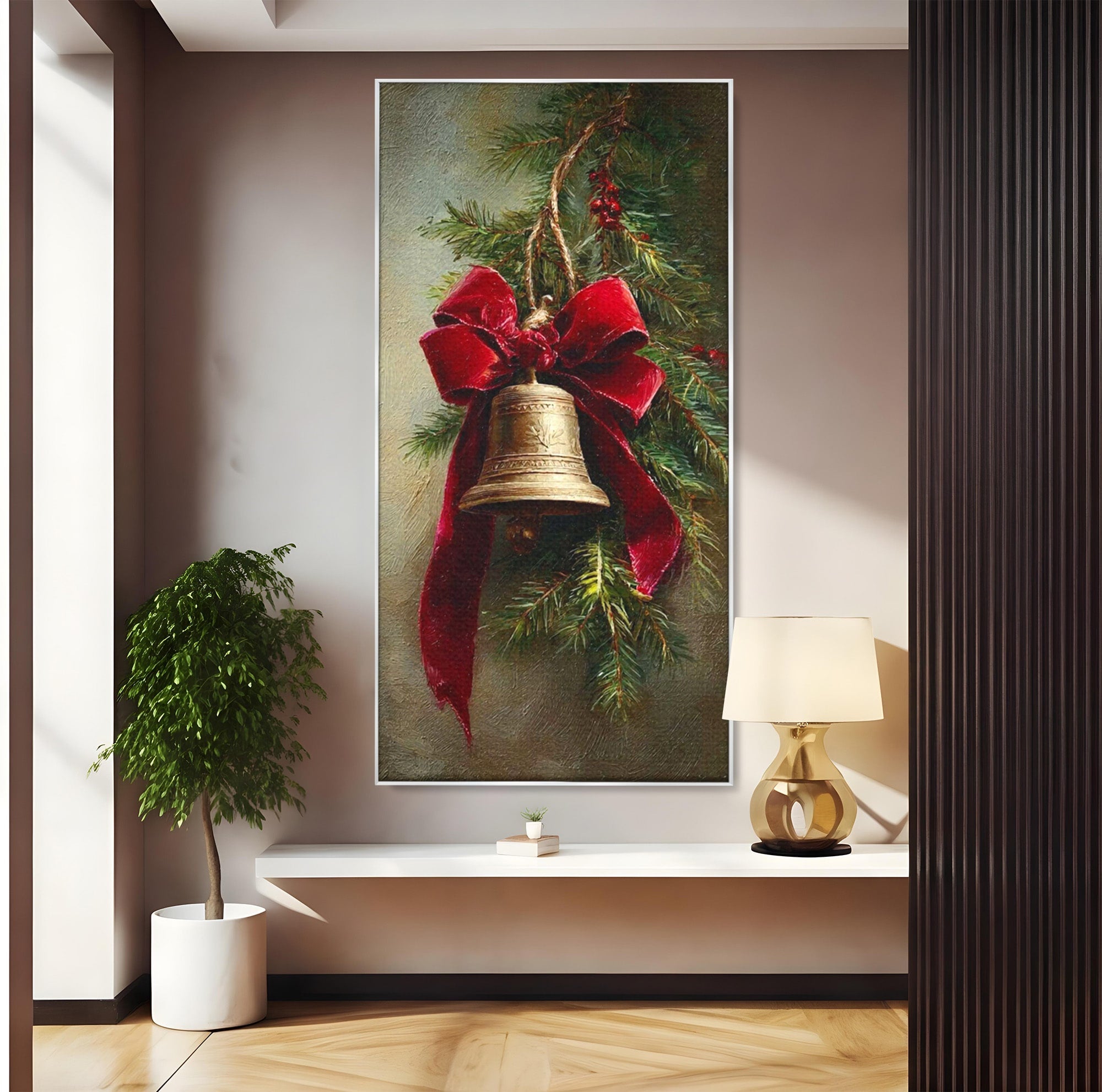 Tablou Canvas Premium LuxCanva® PI1237, Clopot De Craciun, Funda, Rosu, Decoratiuni, Sarbatori, Living, Culori Vibrante