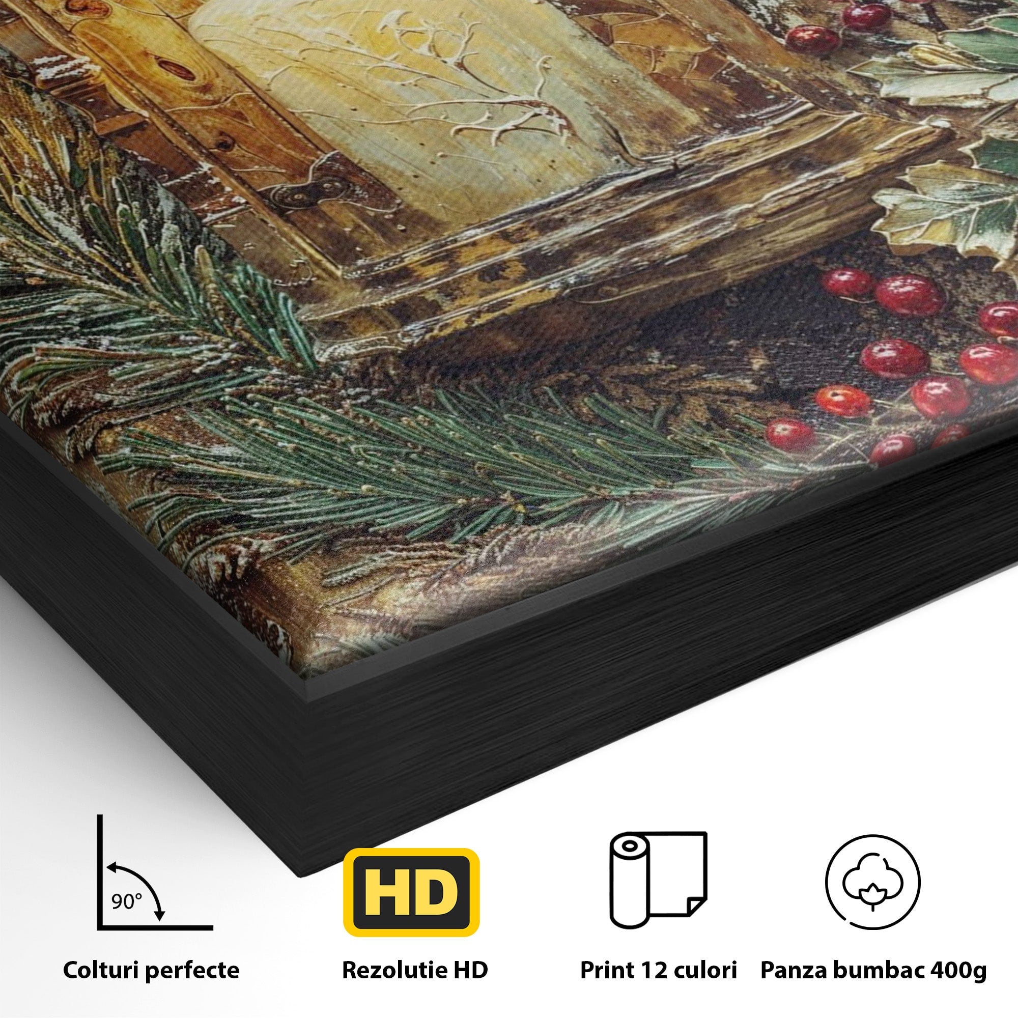 Tablou Canvas Premium LuxCanva® PI1238, Felinarul De Craciun, Lampa, Lumina, Decoratiuni, Sarbatori, Living, Culori Vibrante