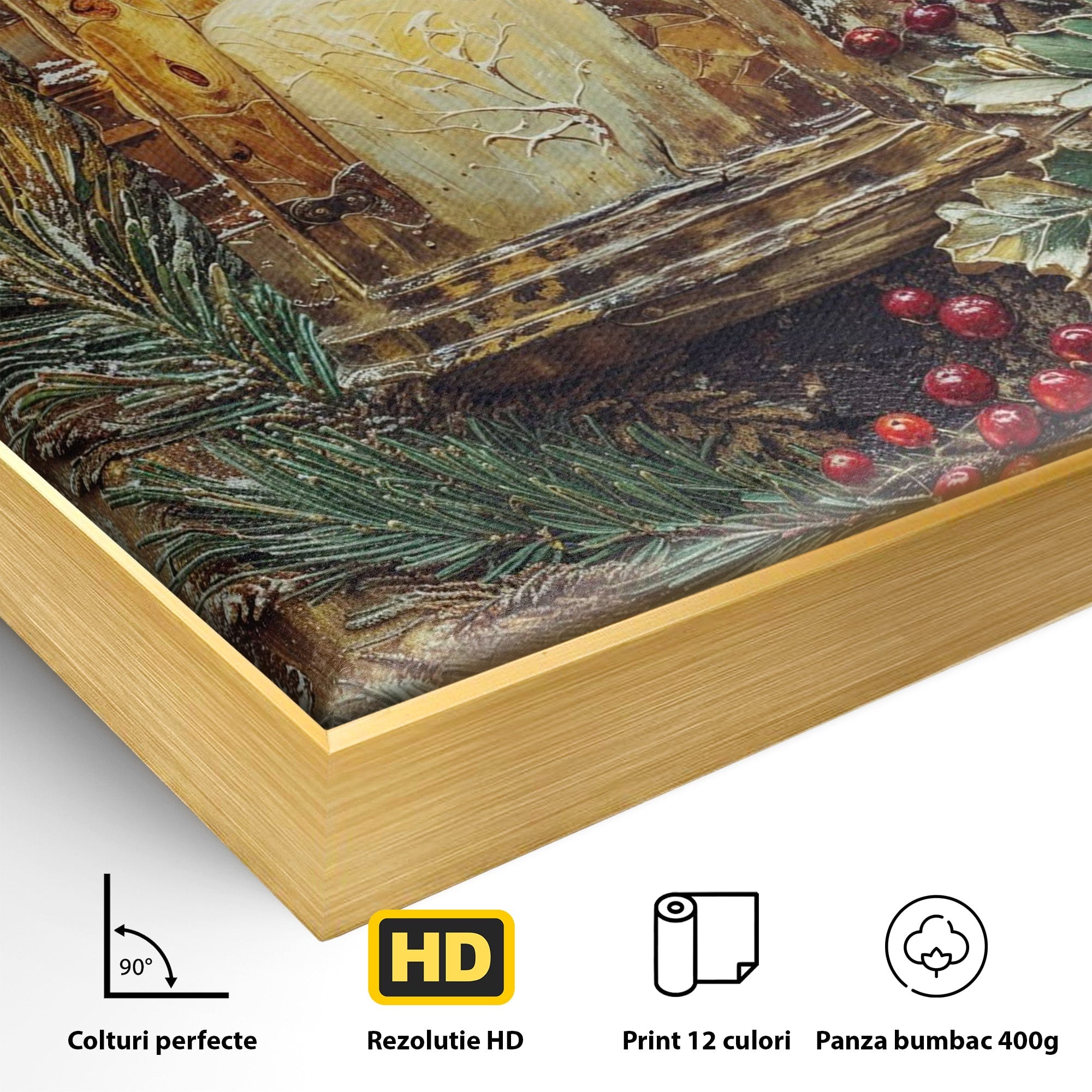 Tablou Canvas Premium LuxCanva® PI1238, Felinarul De Craciun, Lampa, Lumina, Decoratiuni, Sarbatori, Living, Culori Vibrante