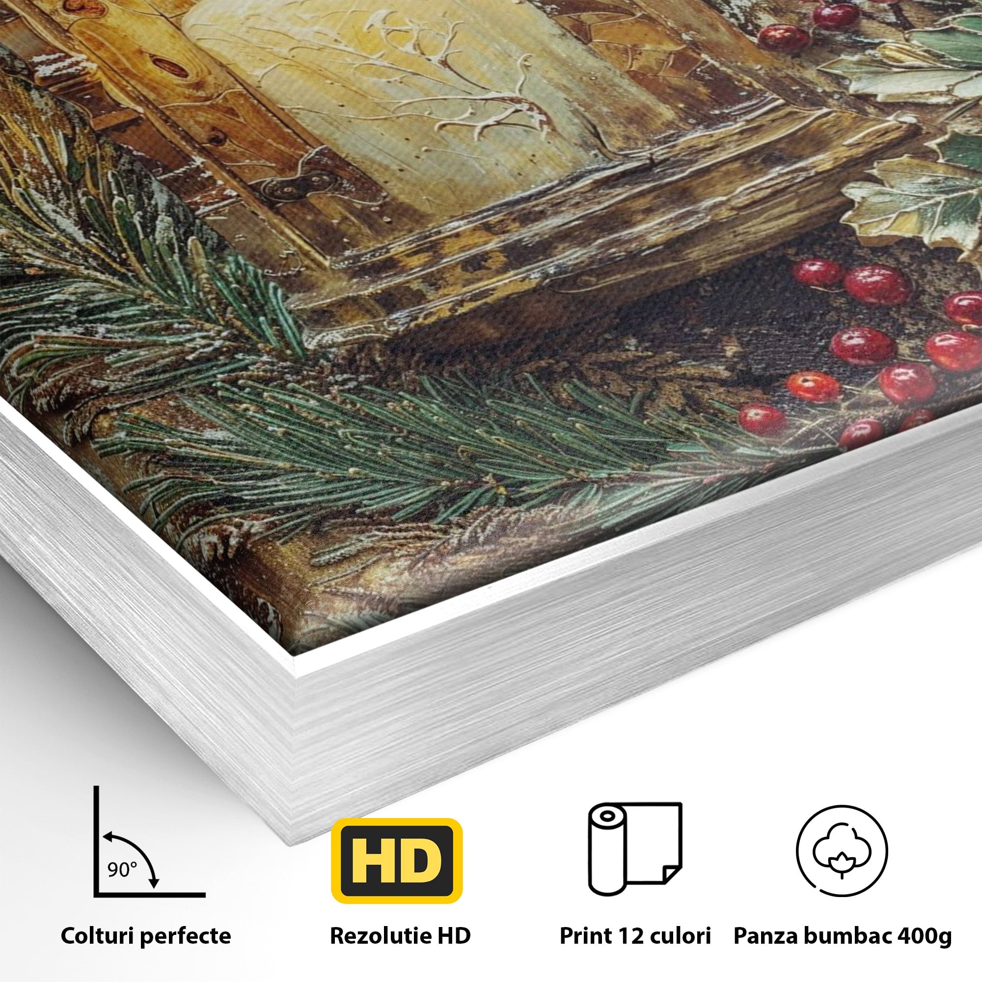 Tablou Canvas Premium LuxCanva® PI1238, Felinarul De Craciun, Lampa, Lumina, Decoratiuni, Sarbatori, Living, Culori Vibrante